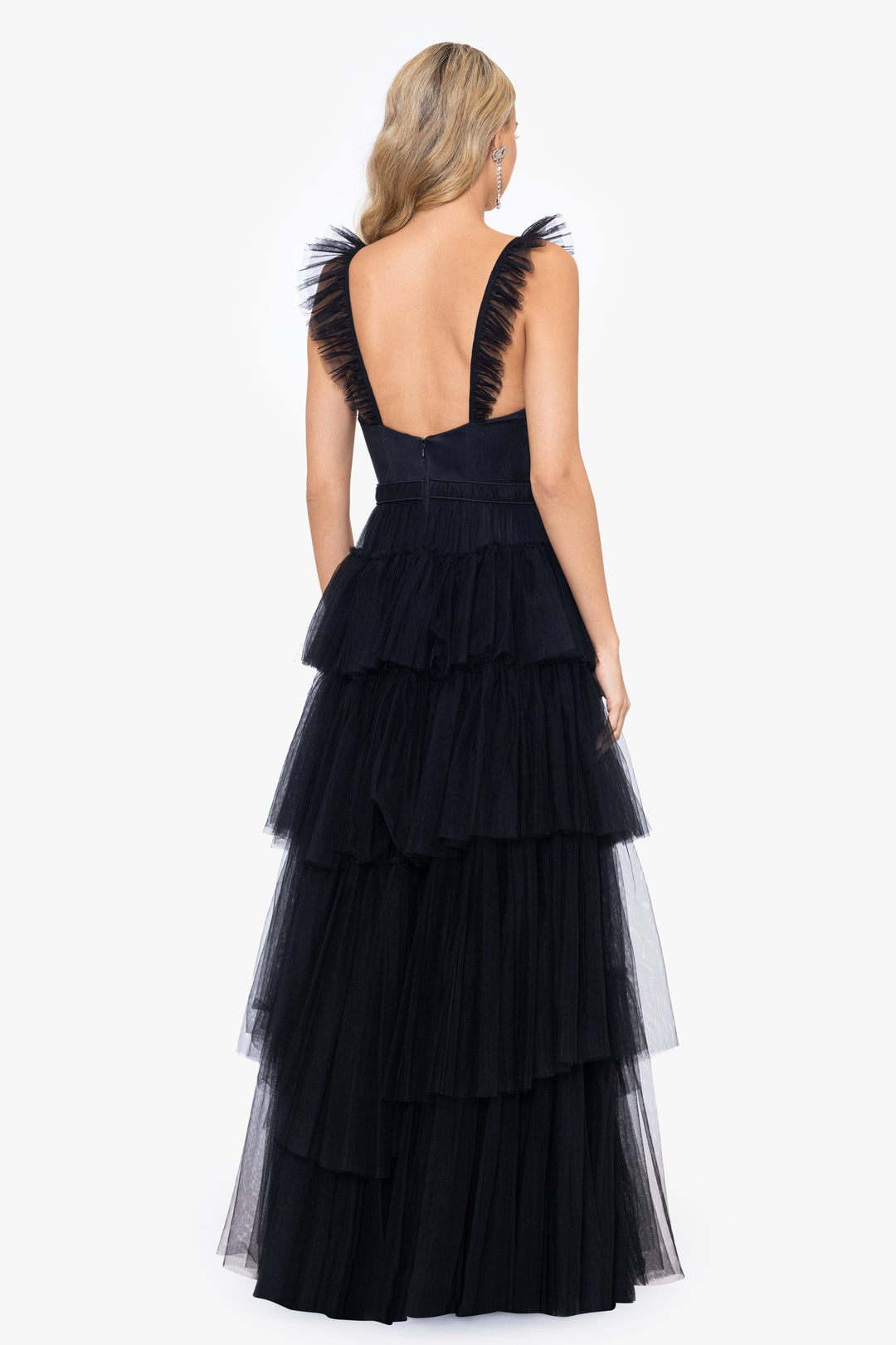 "Mina" Tiered Mesh Ballgown