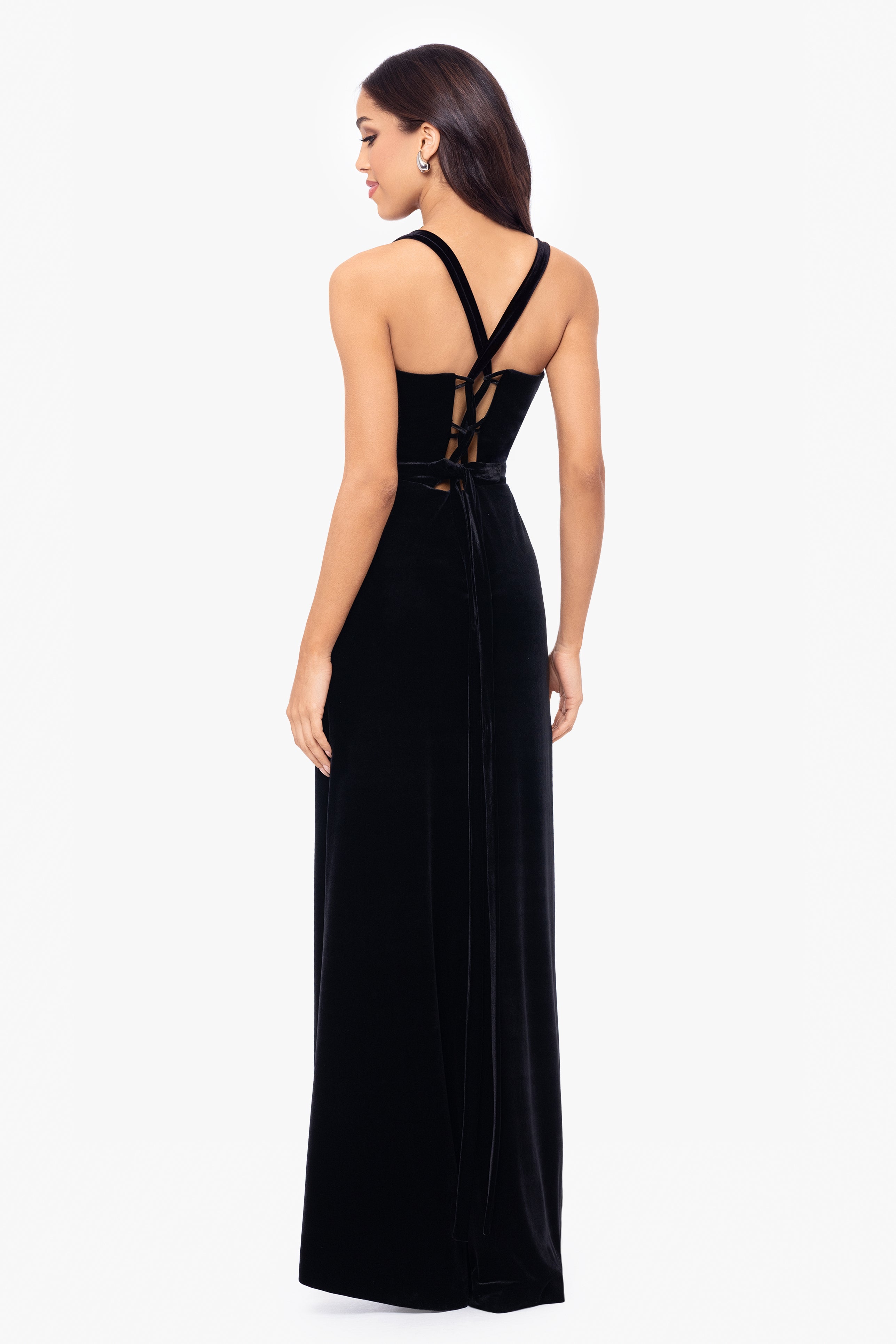 Blondie Nites "Astor" Embellished Velvet Floor Length Dress