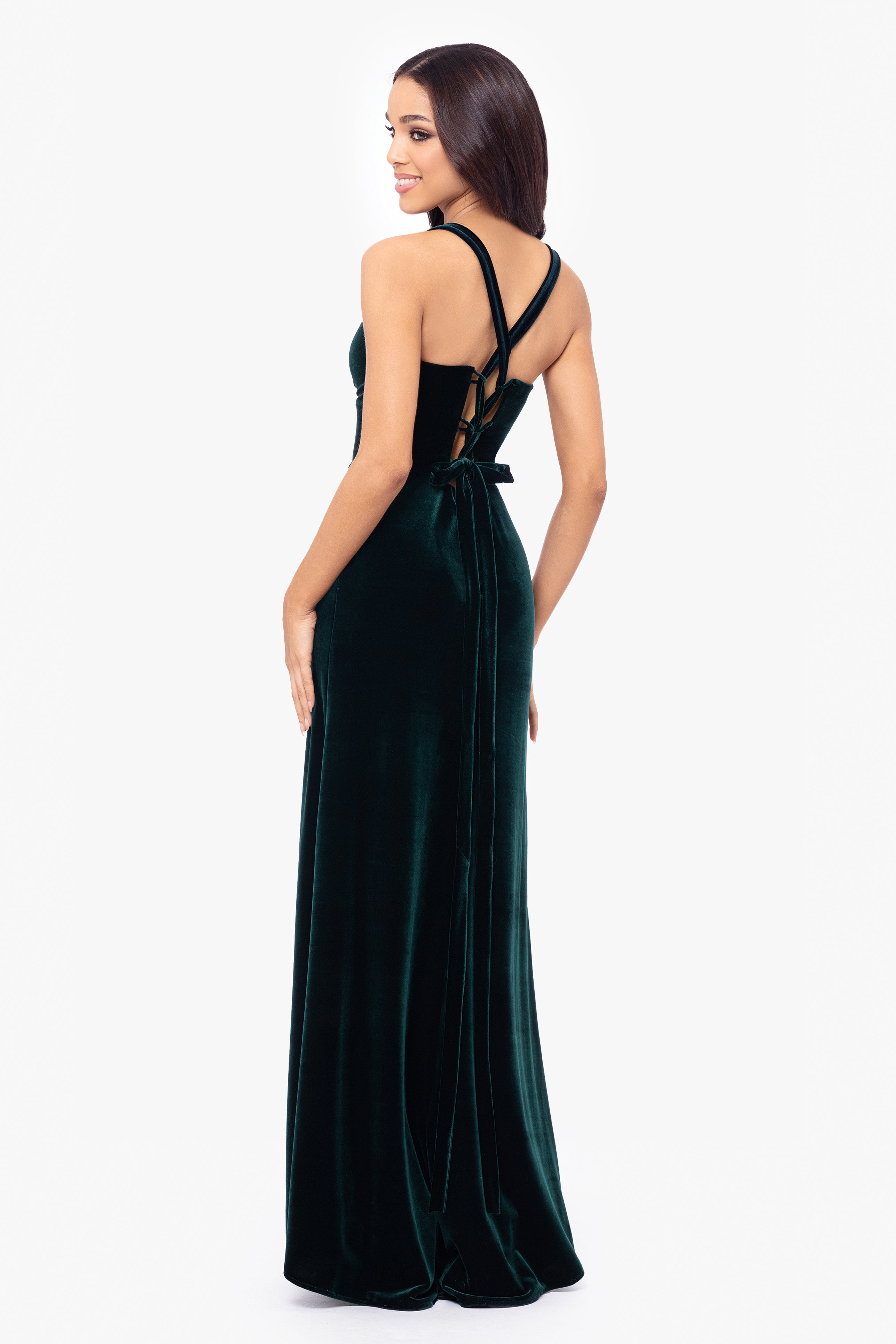 Blondie Nites "Astor" Embellished Velvet Floor Length Dress