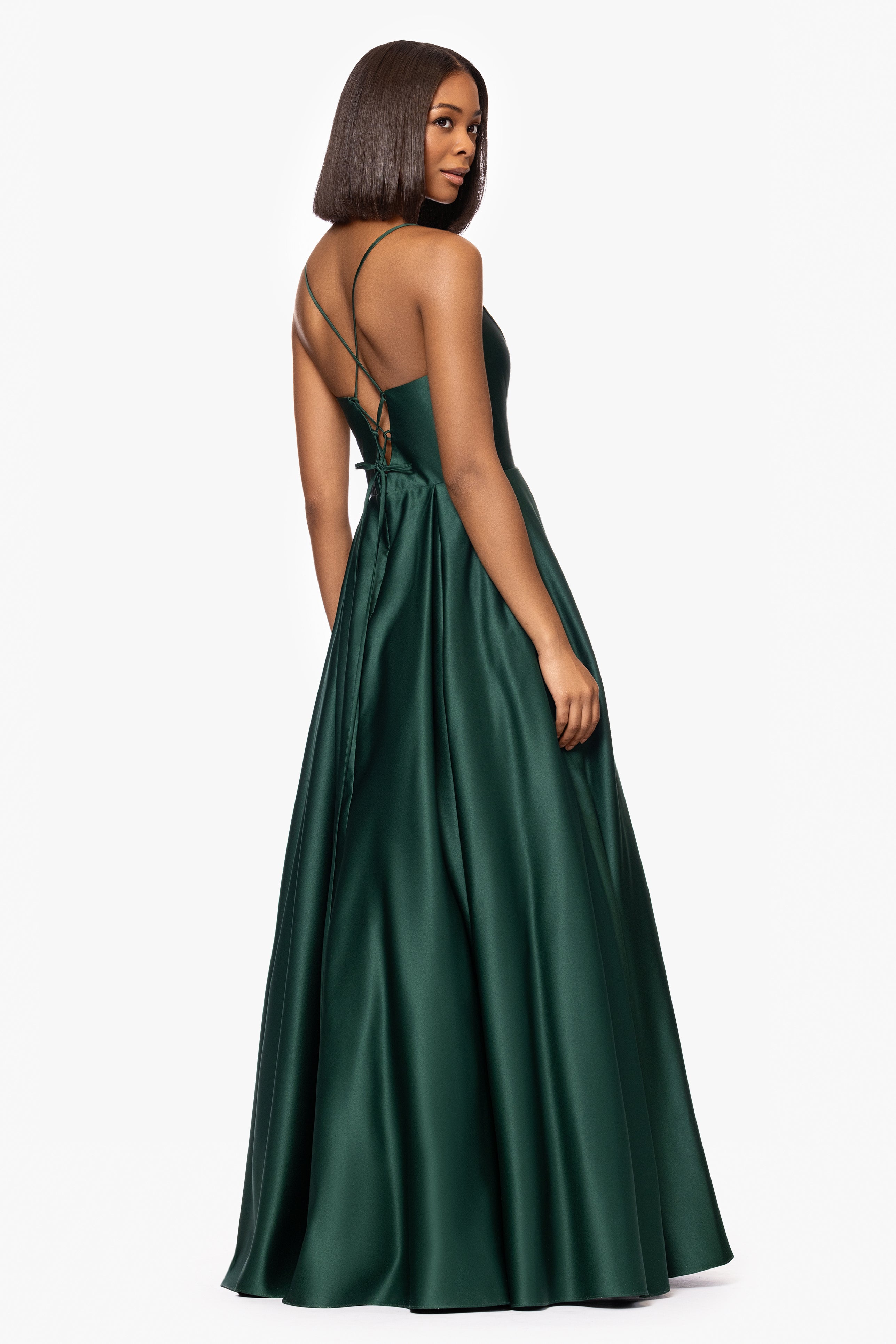 Blondie Nites "Brianne" Satin Corset Floor Length Gown