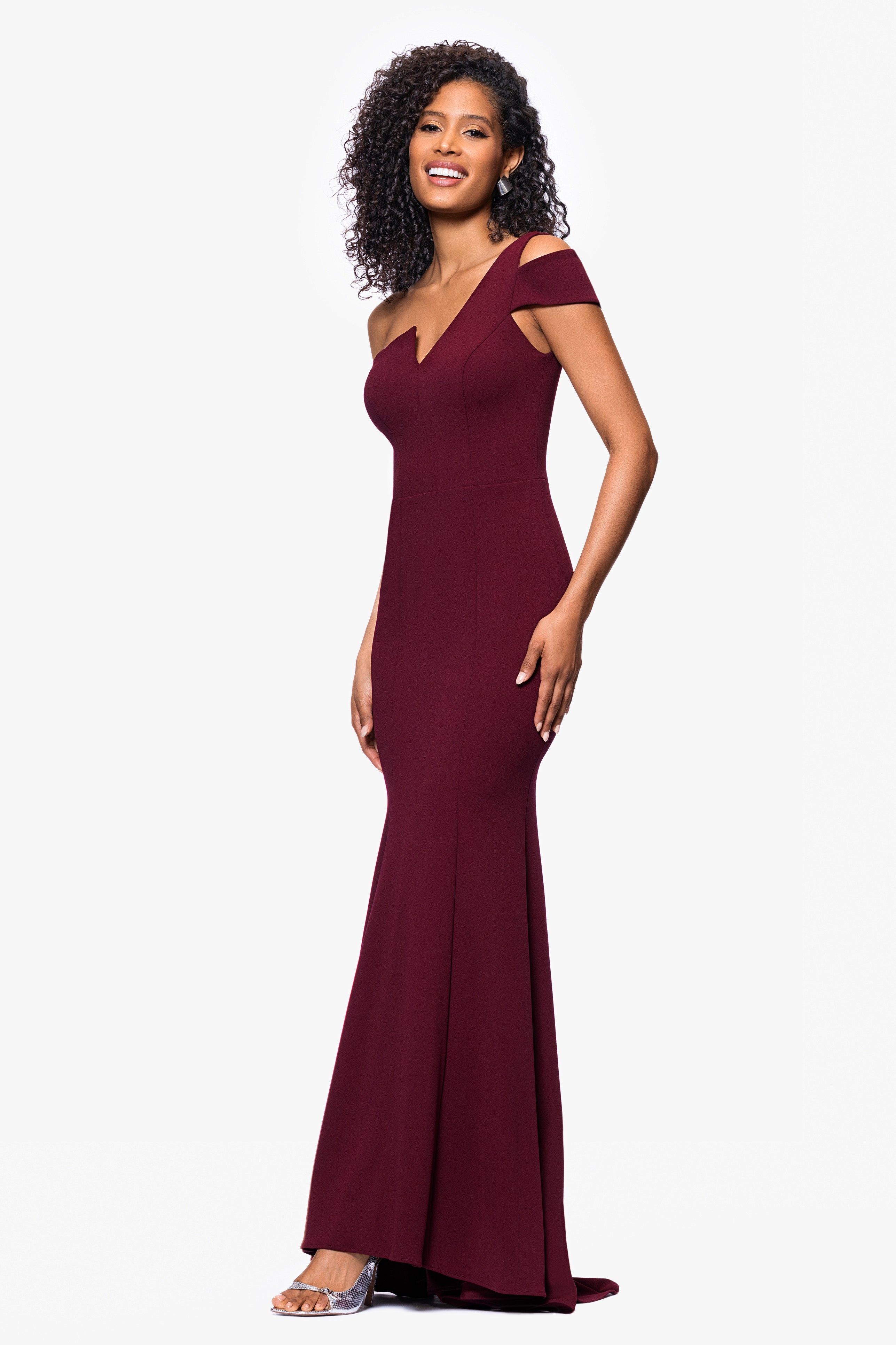 "Paulina" Cutout One Shoulder Floor Length Gown