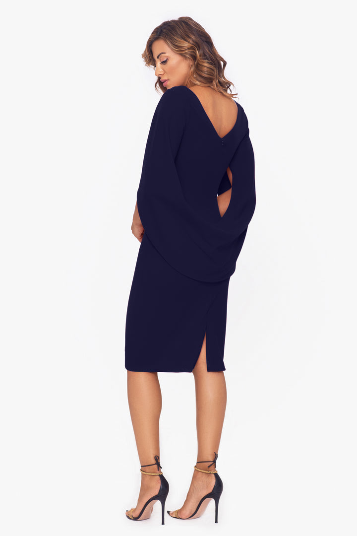 "Jordan" Short Scuba Crape Draped Back Dress