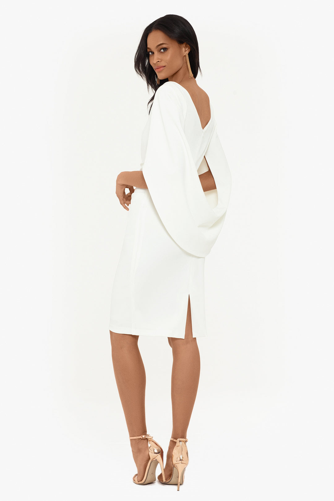 "Jordan" Short Scuba Crape Draped Back Dress - Betsy & Adam