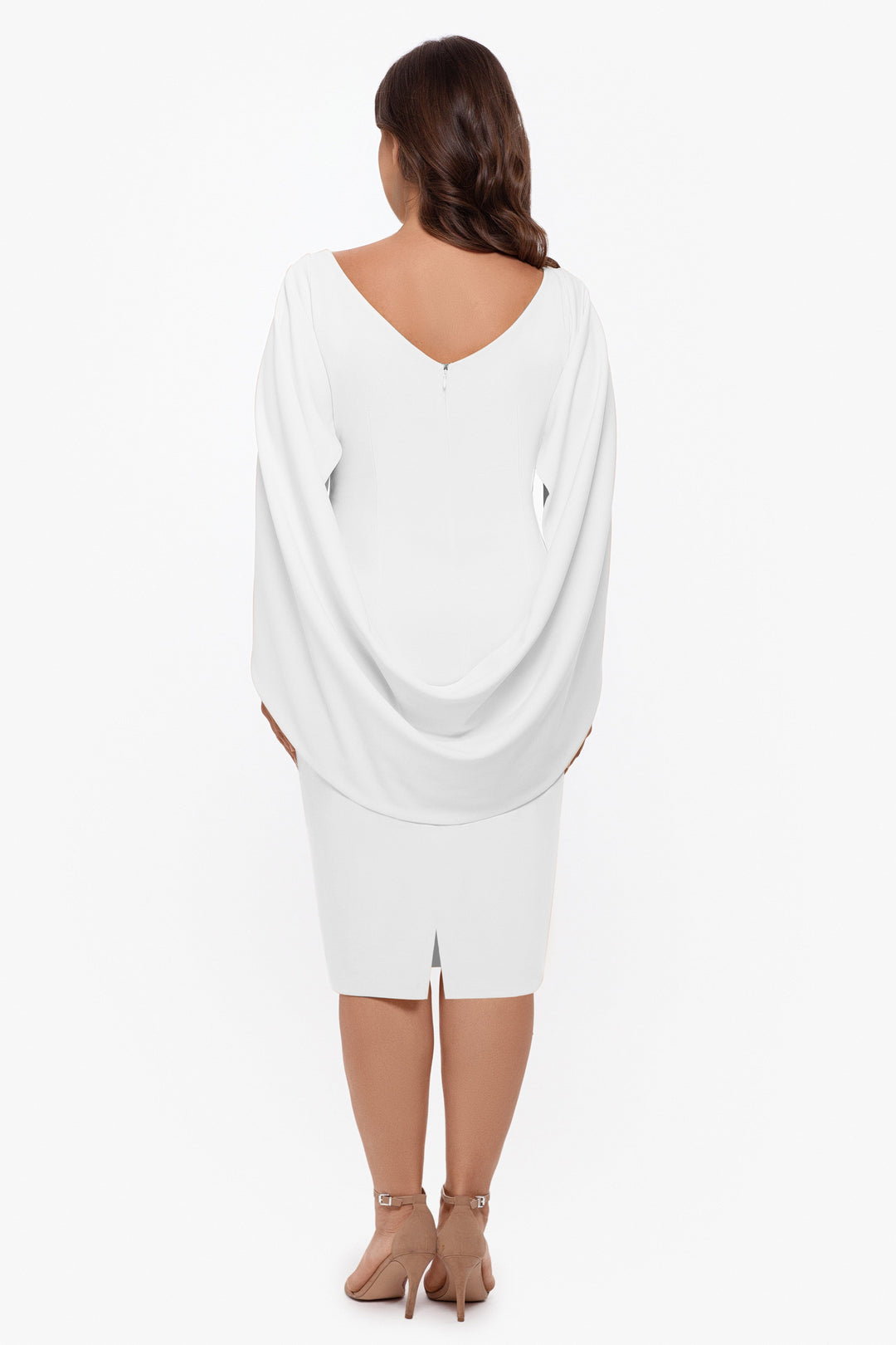 Plus "Jordan" Short Scuba Crepe Drape Back Dress - Betsy & Adam