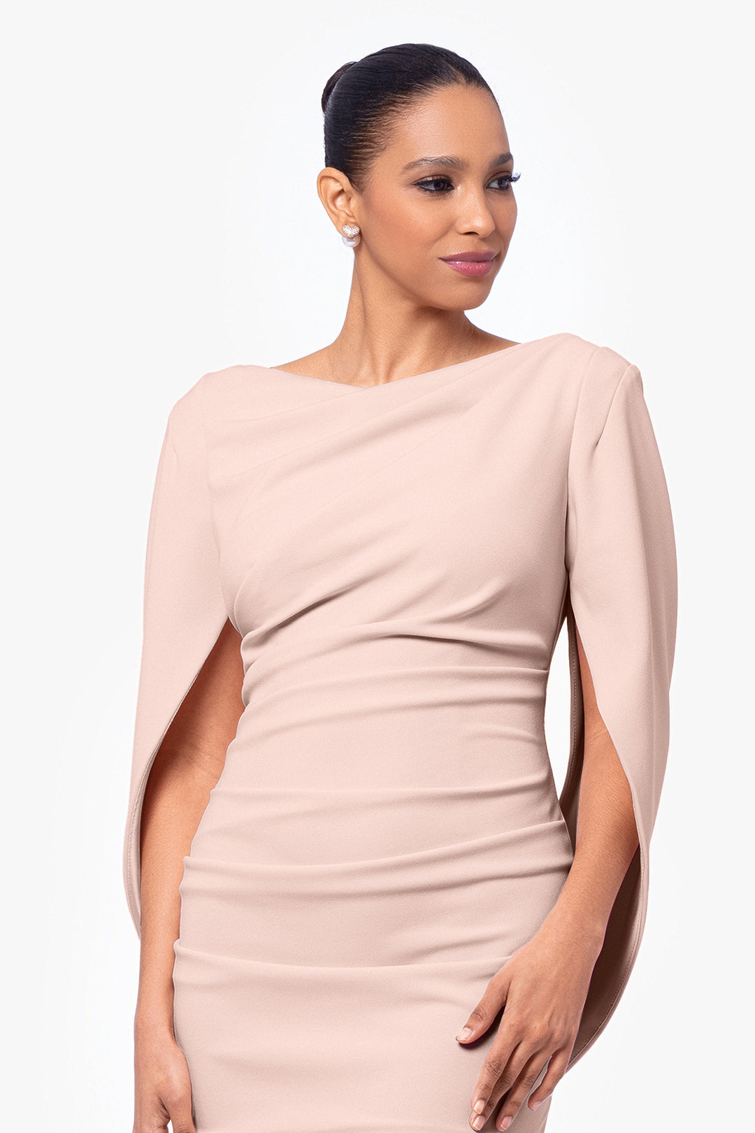 "Jordan" Short Scuba Crape Draped Back Dress