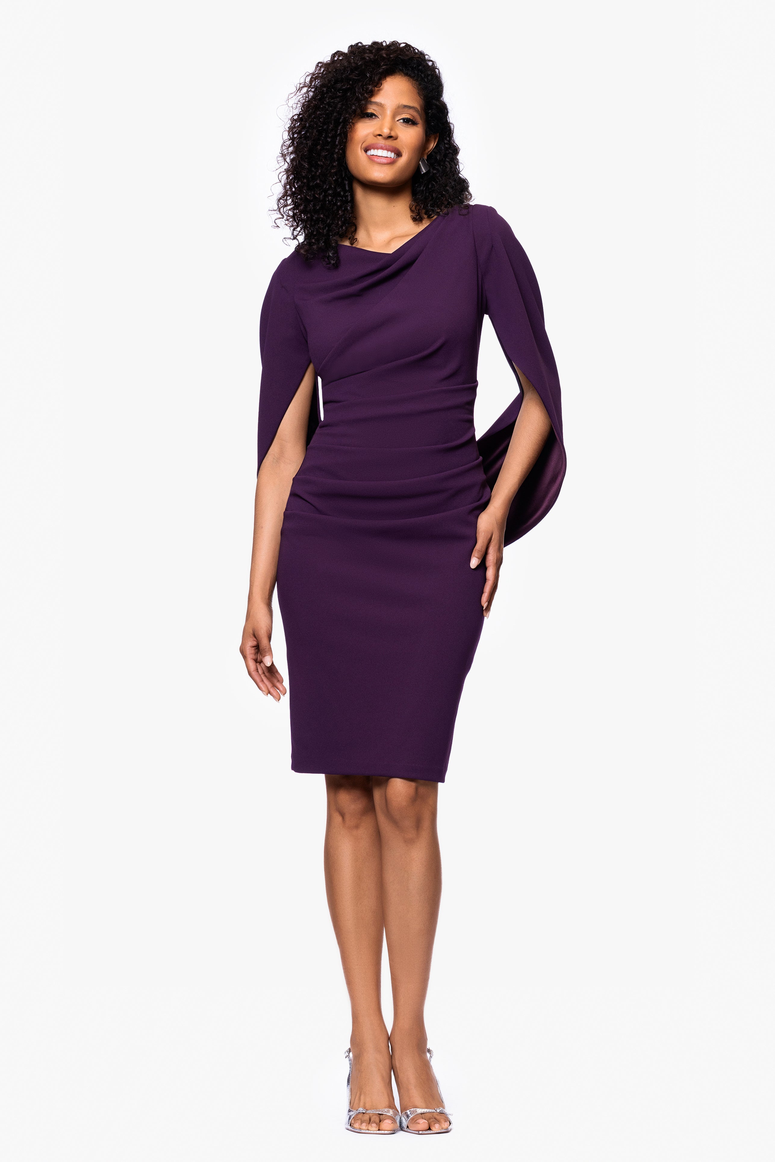 "Jordan" Short Scuba Crape Draped Back Dress