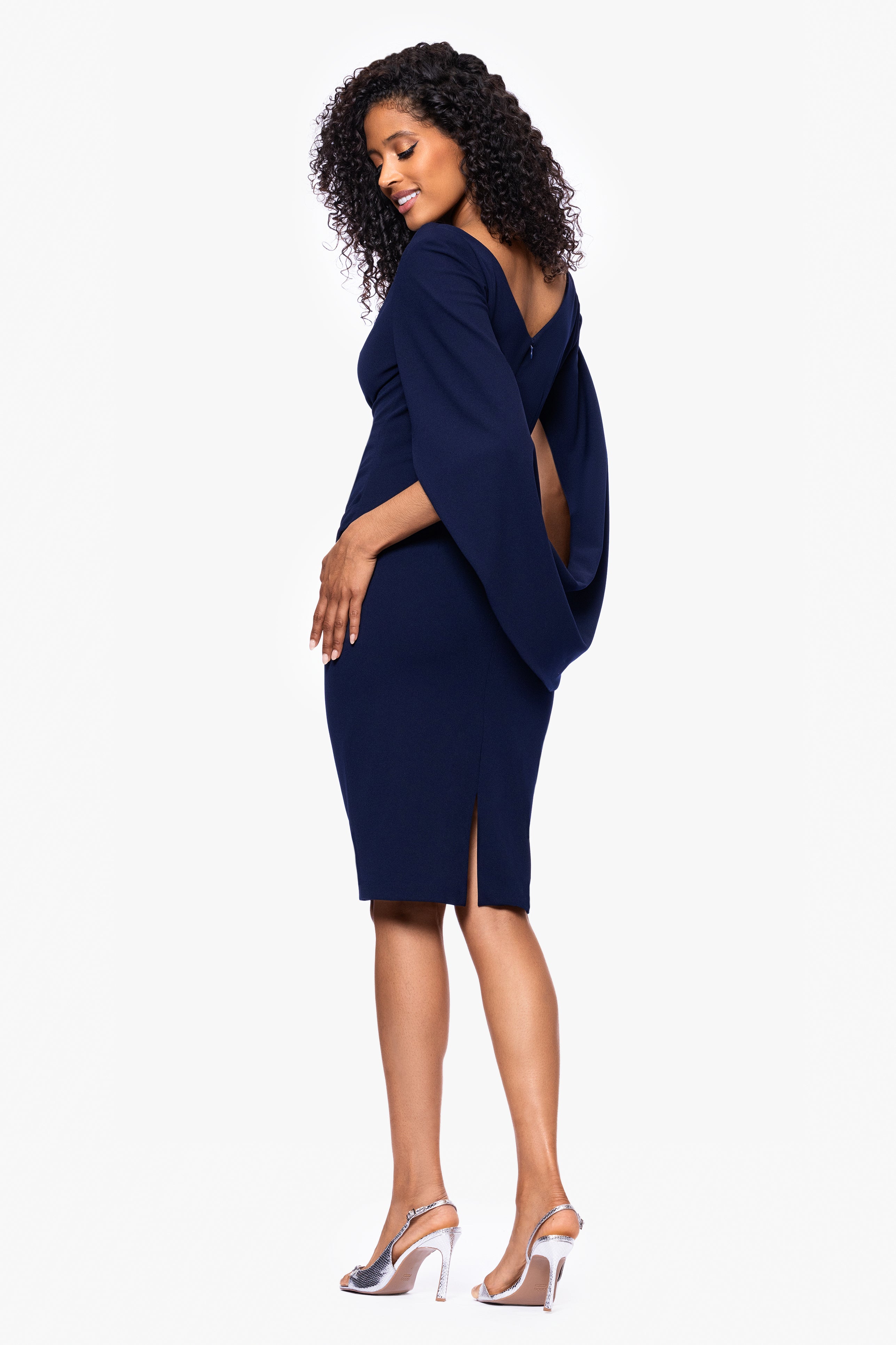 "Jordan" Short Scuba Crape Draped Back Dress