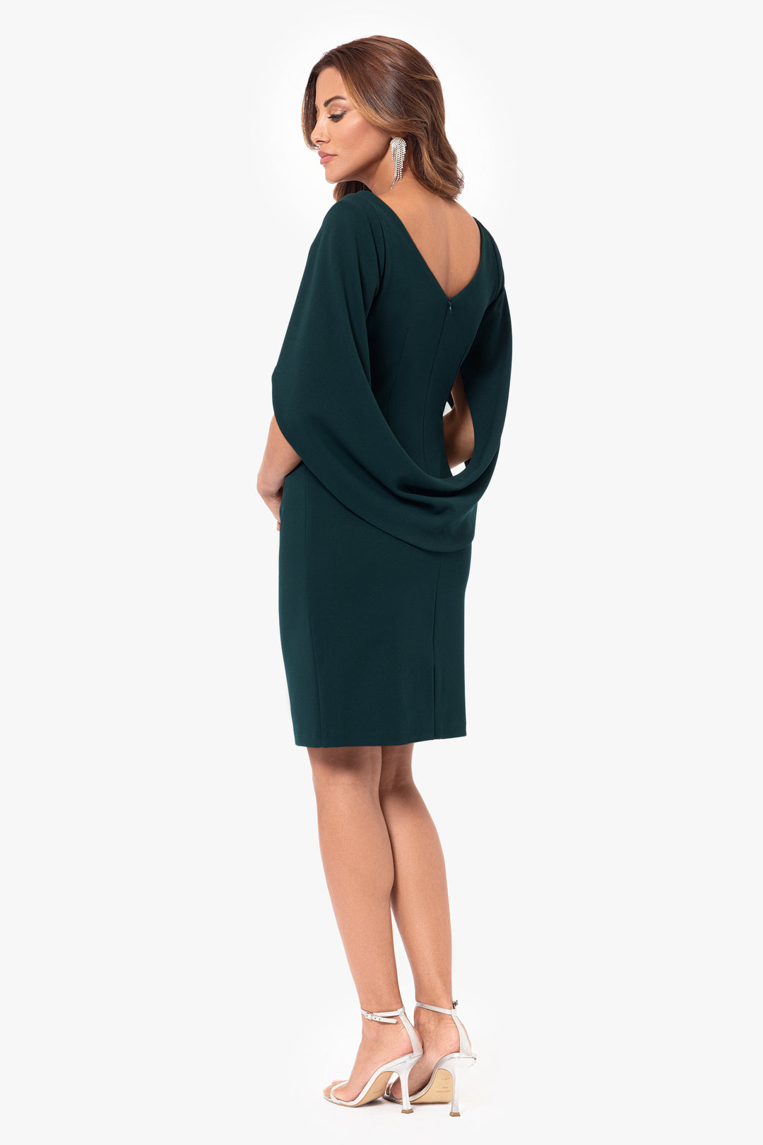 Petite "Jordan" Short Scuba Crape Draped Back Dress