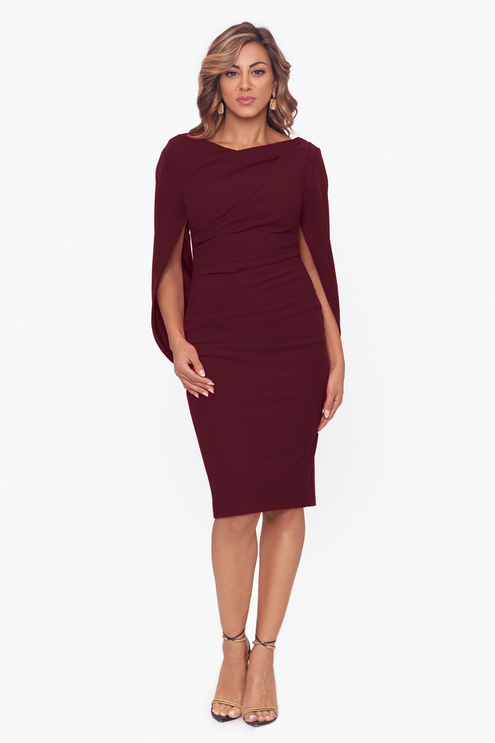 "Jordan" Short Scuba Crape Draped Back Dress - Betsy & Adam