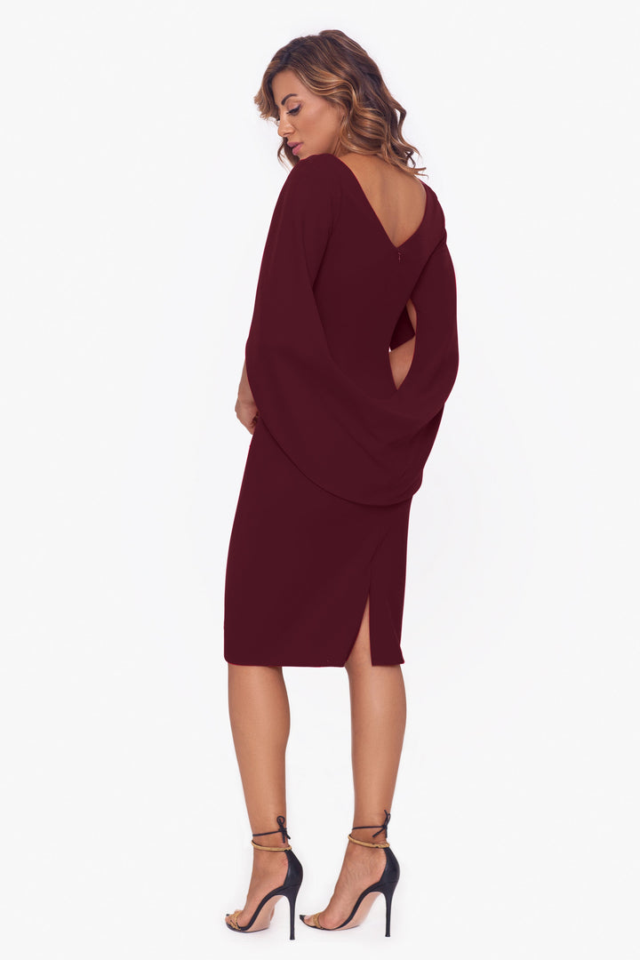 Petite "Jordan" Short Scuba Crape Draped Back Dress