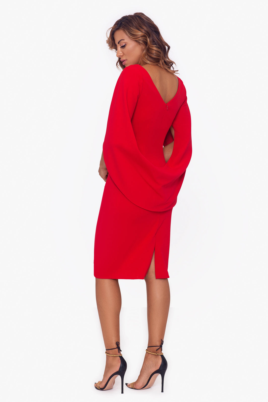 "Jordan" Short Scuba Crape Draped Back Dress - Betsy & Adam