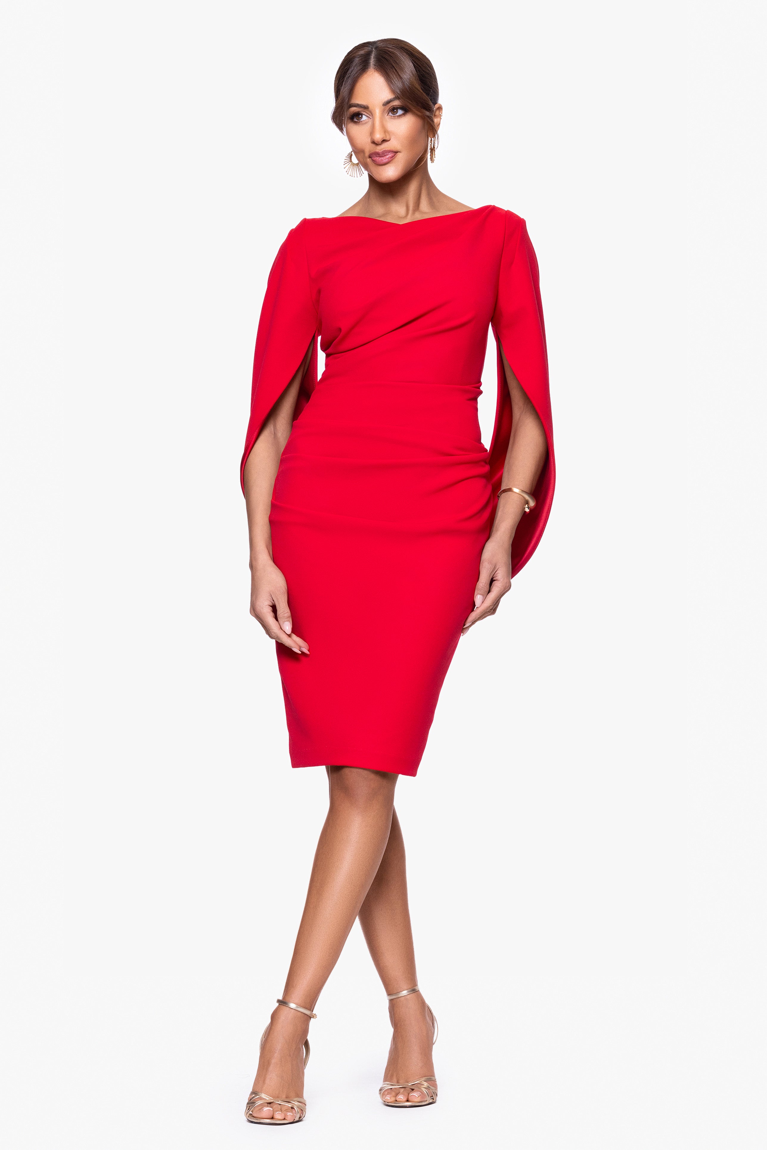 "Jordan" Short Scuba Crepe Draped Back Dress