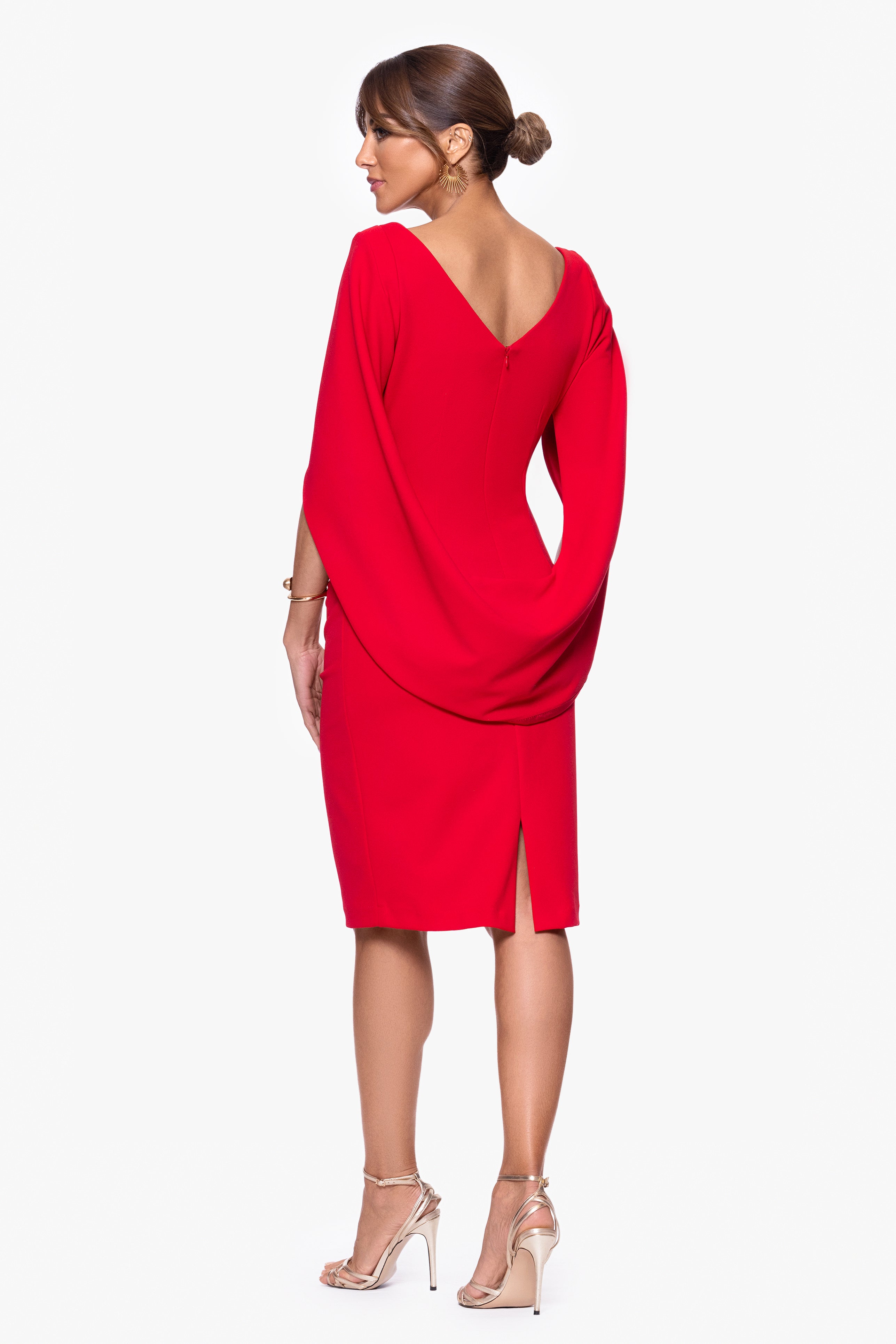 "Jordan" Short Scuba Crepe Draped Back Dress