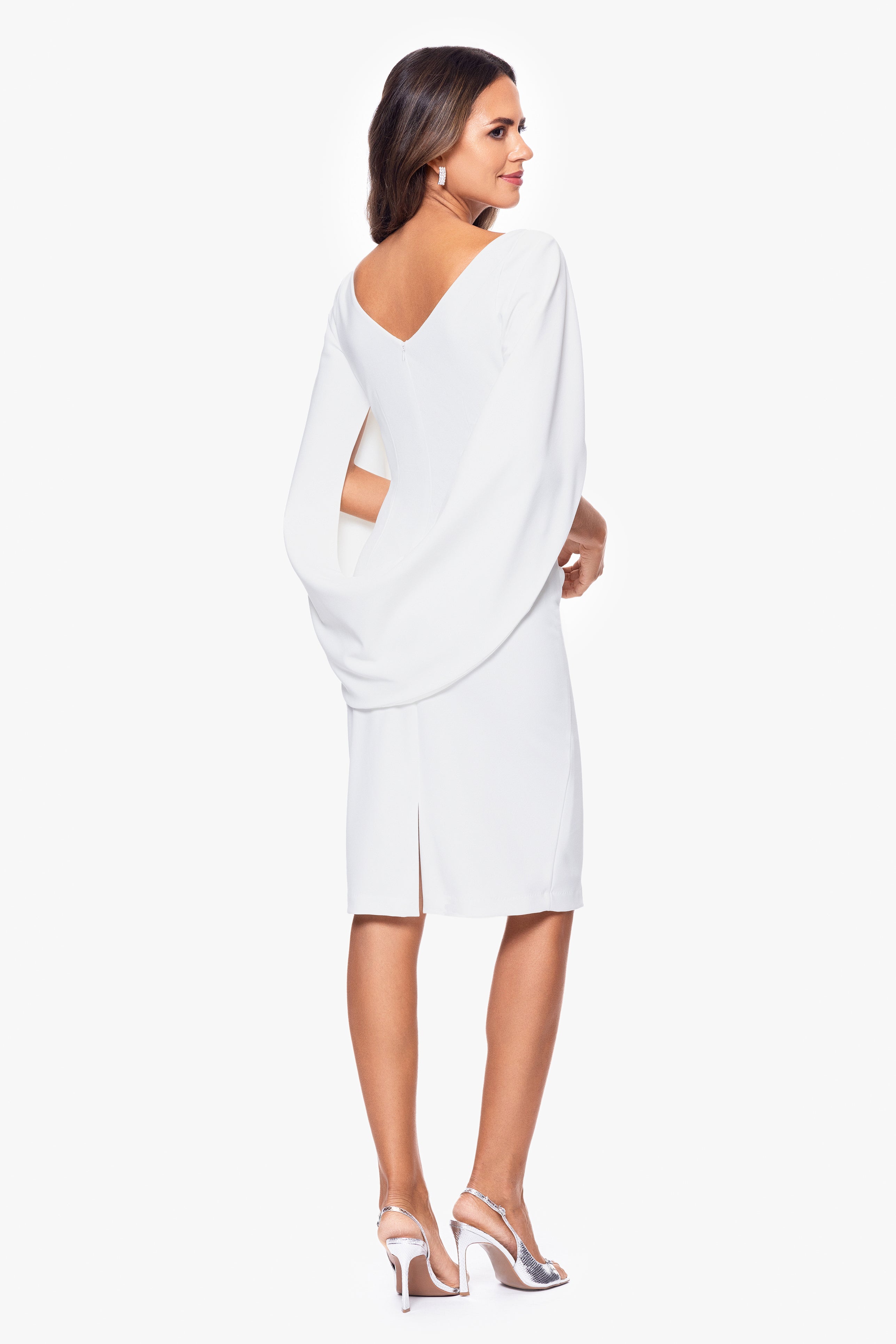 Petite "Jordan" Short Scuba Crape Draped Back Dress