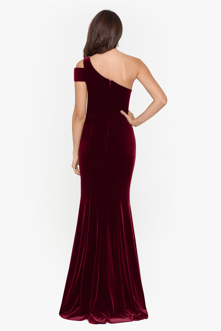 "Ella" Long Velvet One Shoulder Dress