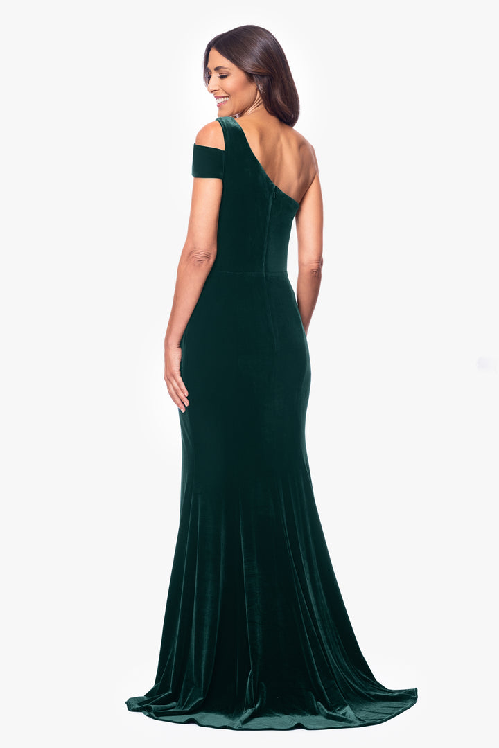 "Ella" Long Velvet One Shoulder Dress