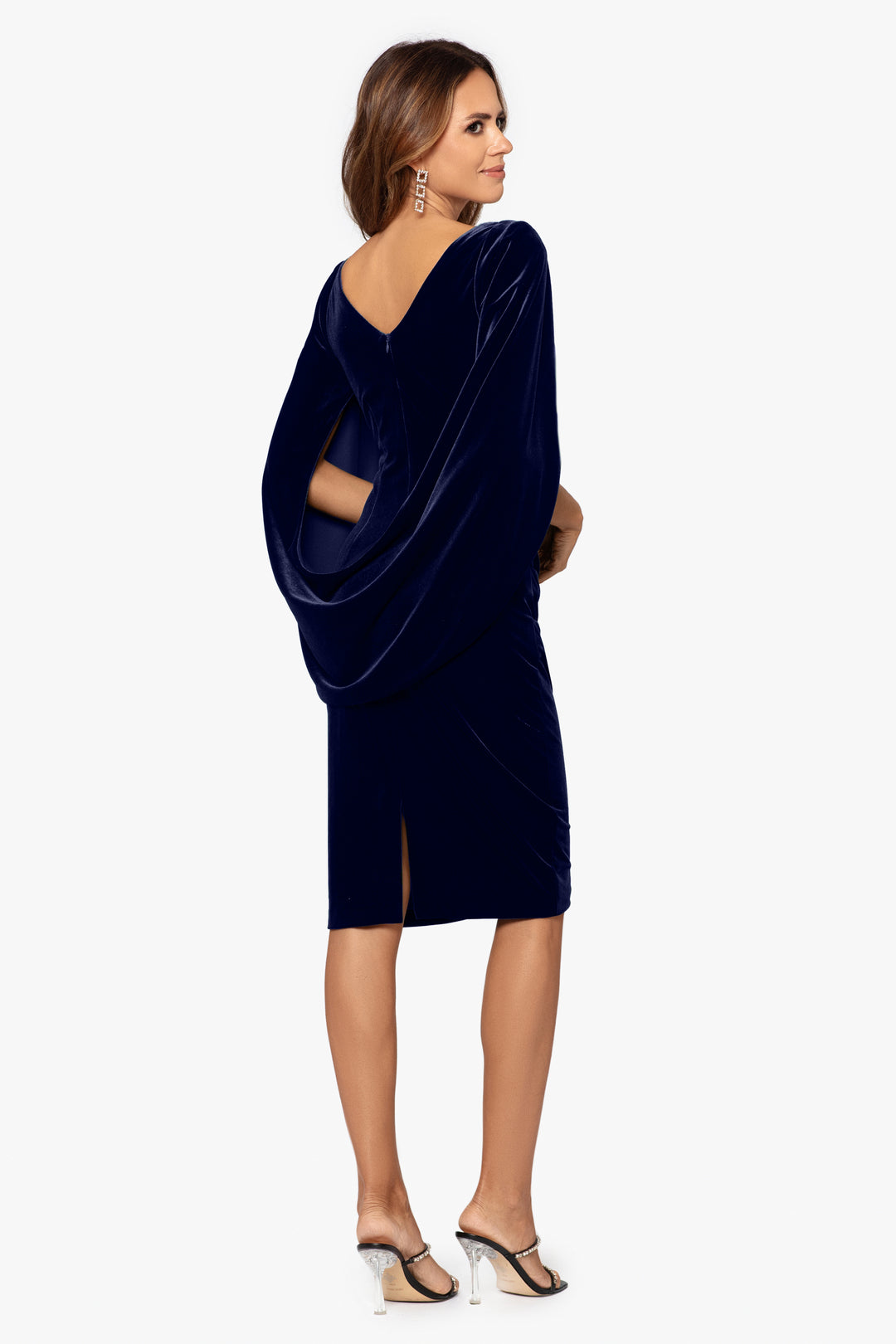 "Kinsley" Short Velvet Drape Back Dress