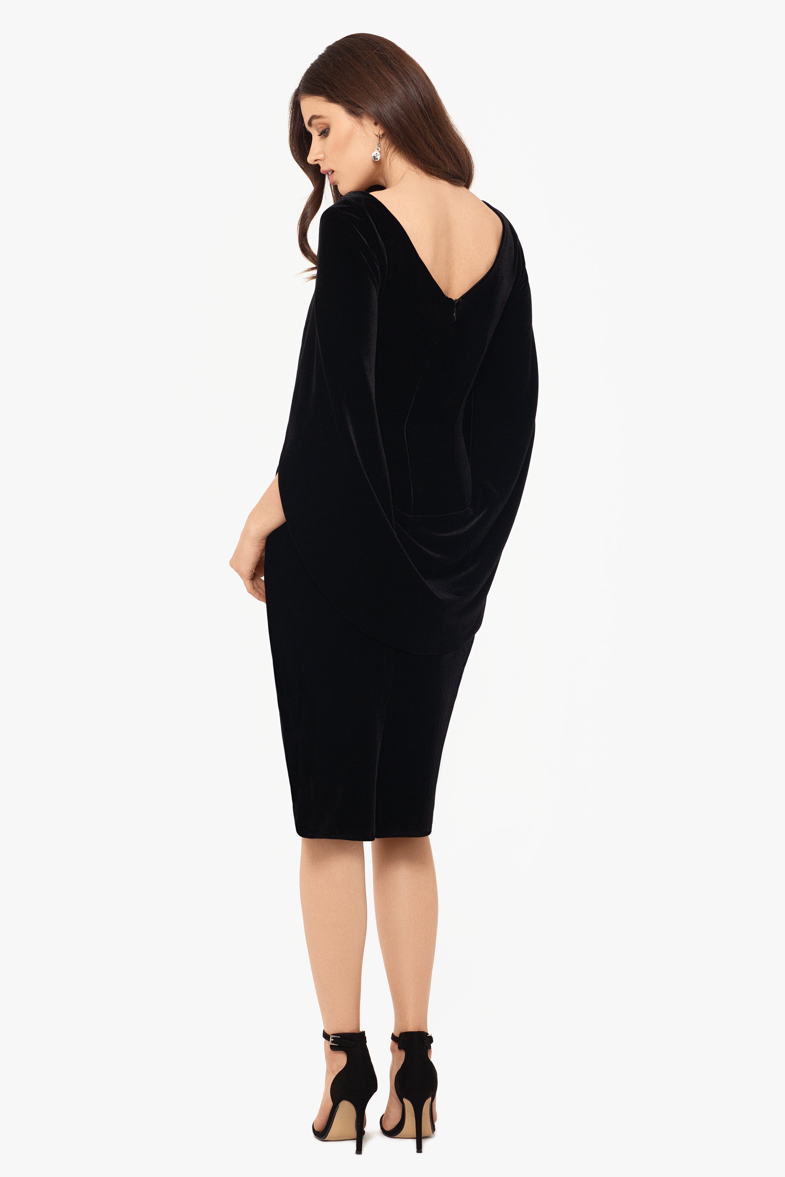 "Leona" Short Velvet Drape Back Dress