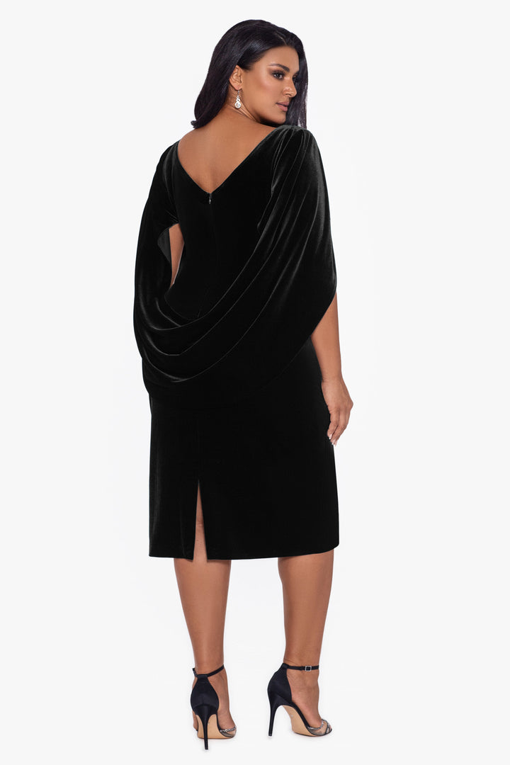 Plus "Kinsley" Short Velvet Drape Back Dress