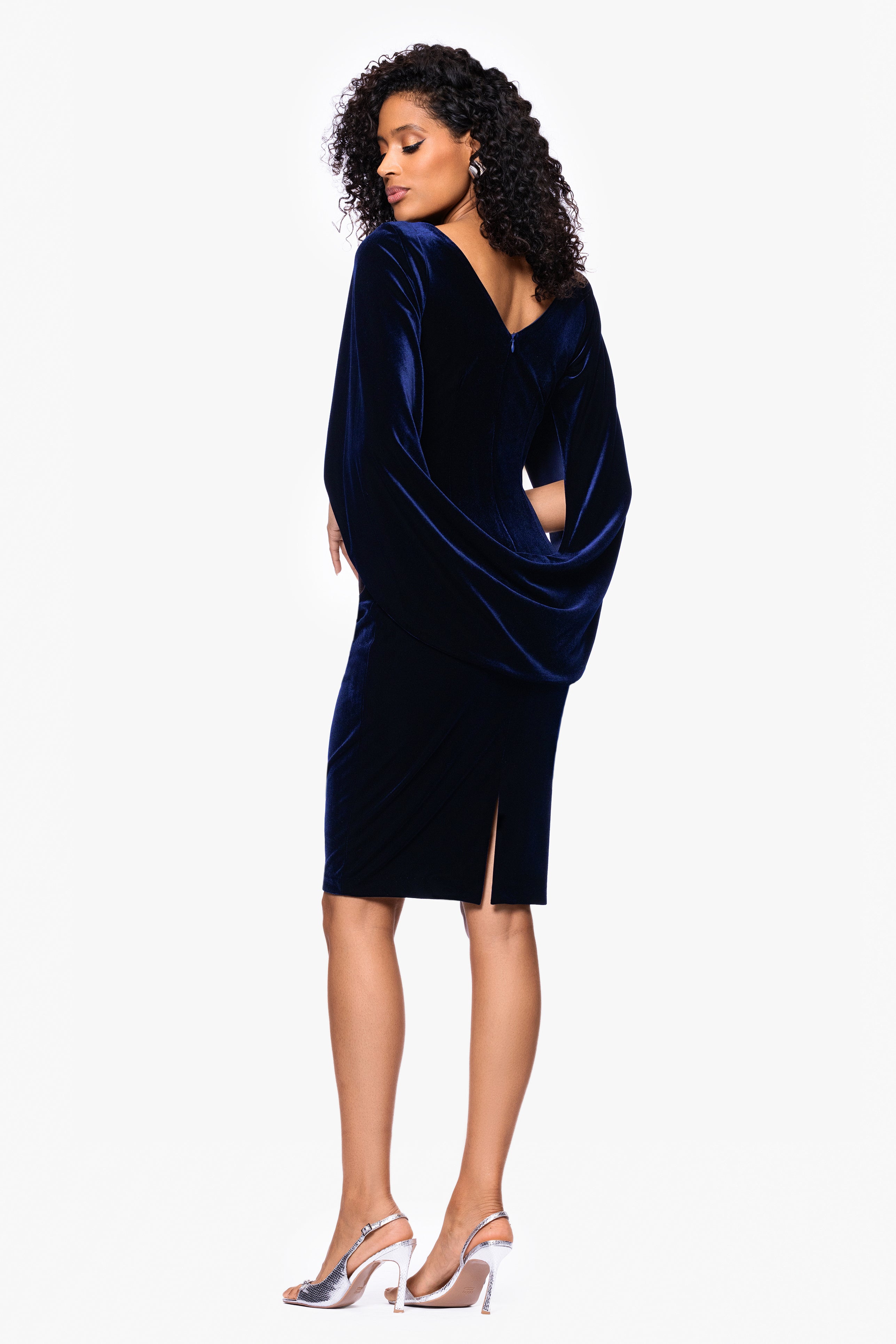 "Leona" Short Velvet Drape Back Dress