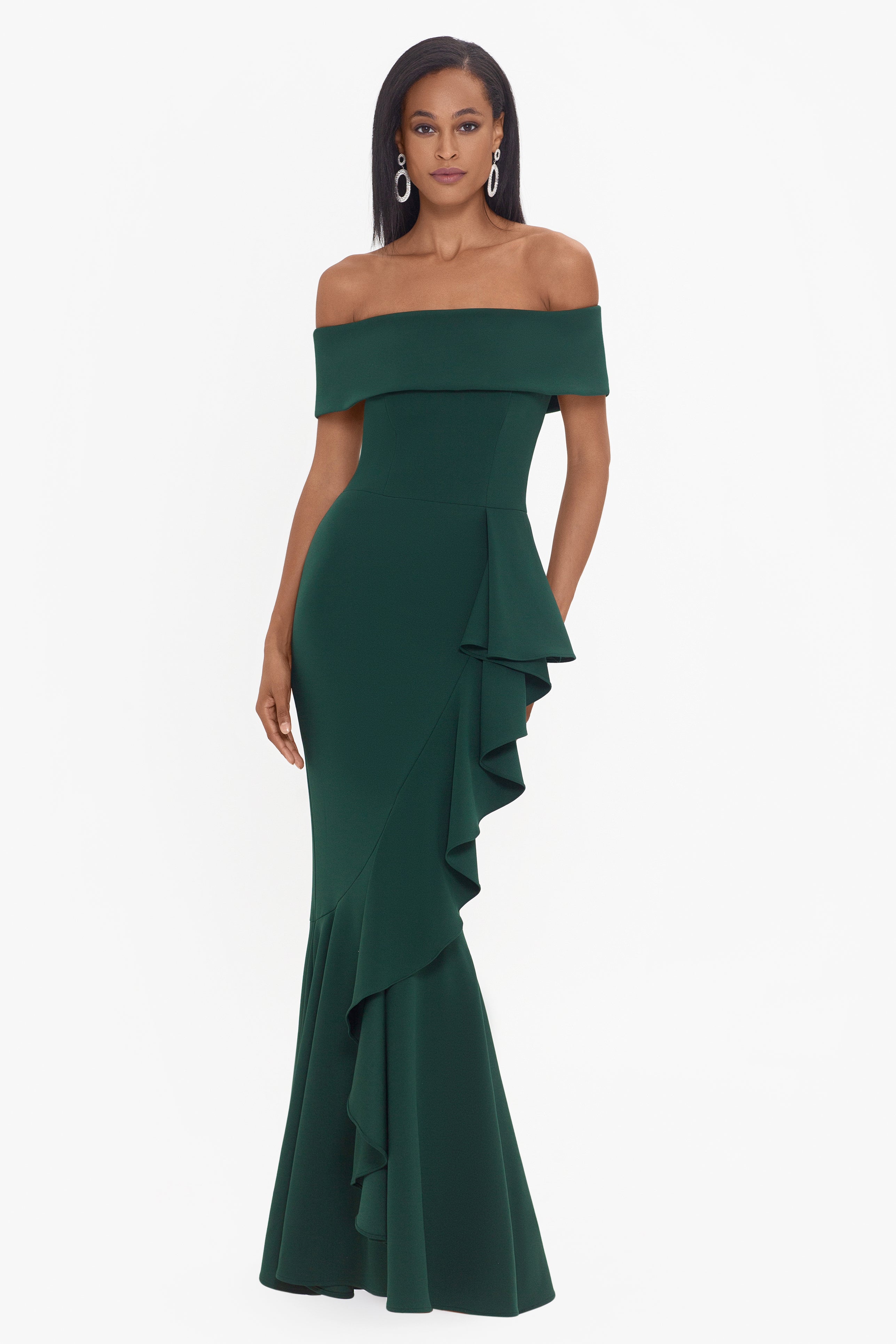 "Carina" Long Off the Shoulder Ruffle Dress