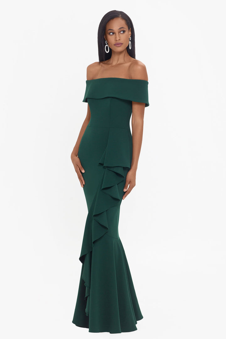 "Carina" Long Off the Shoulder Ruffle Dress