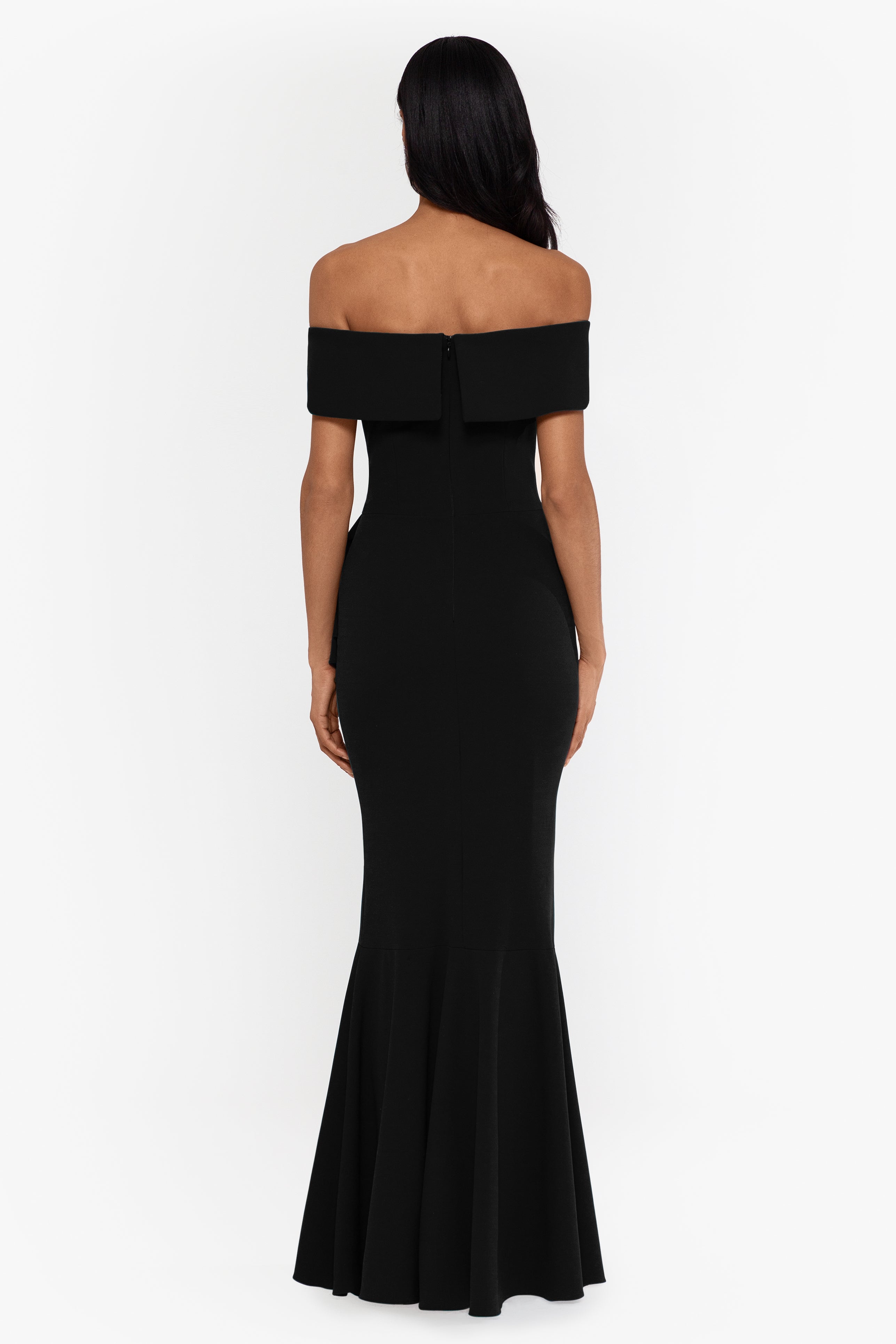 "Carina" Long Off the Shoulder Ruffle Dress - Betsy & Adam