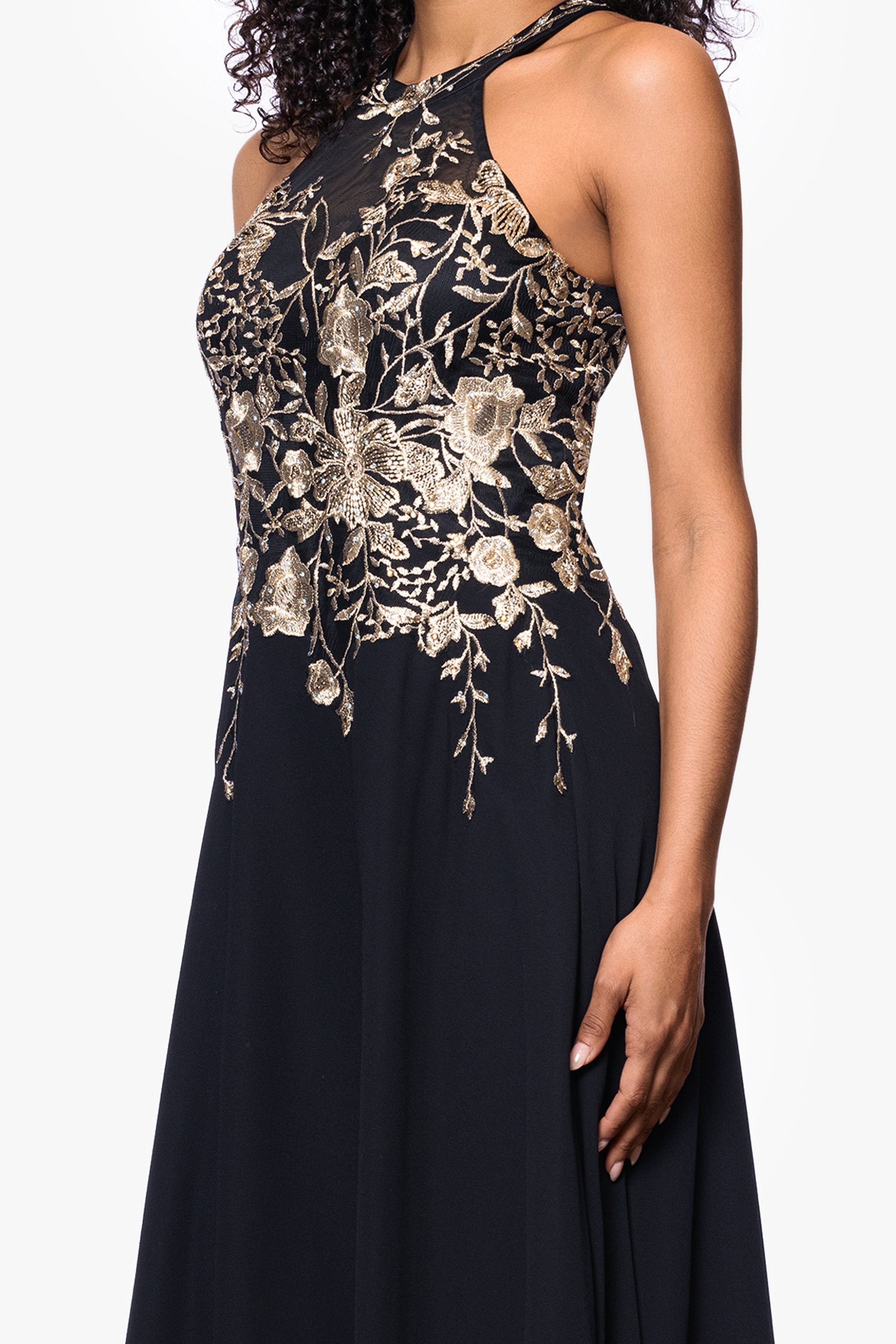 "Celeste" Long Embroidered Chiffon Gown