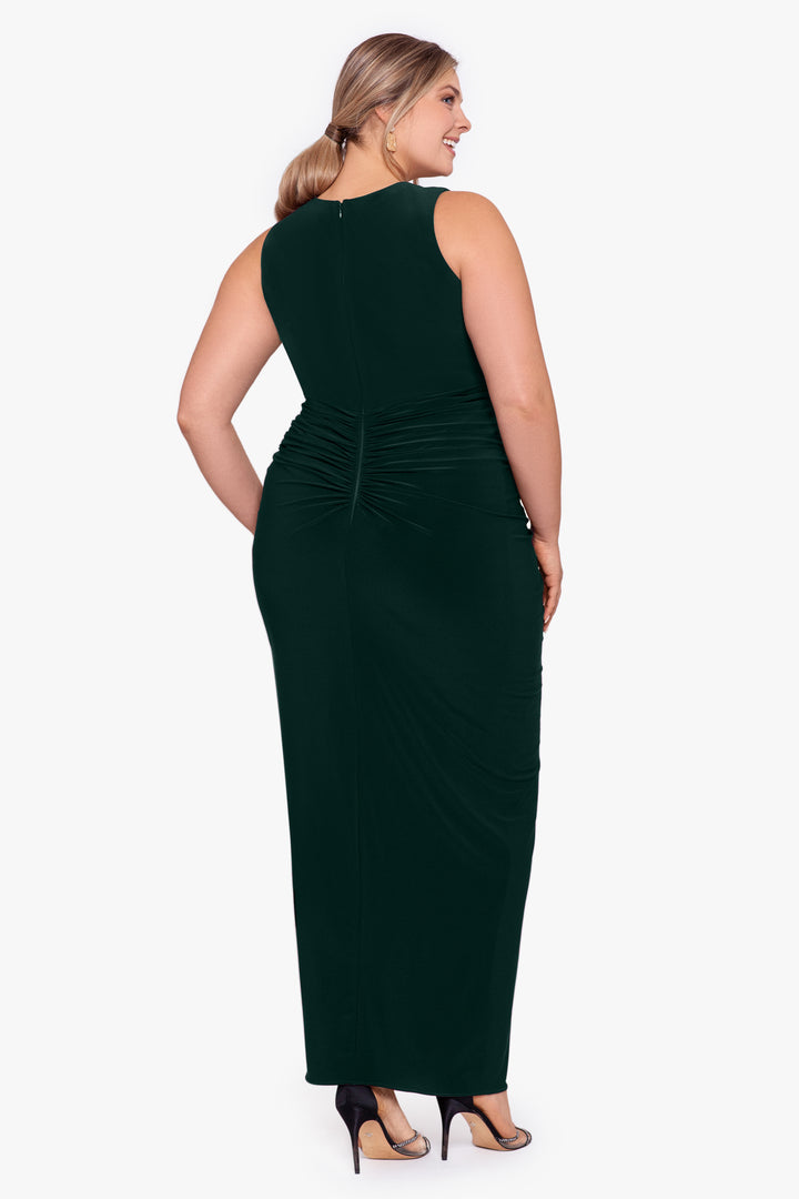 Plus "Bobbi" Long Ruffled V-Neck Gown