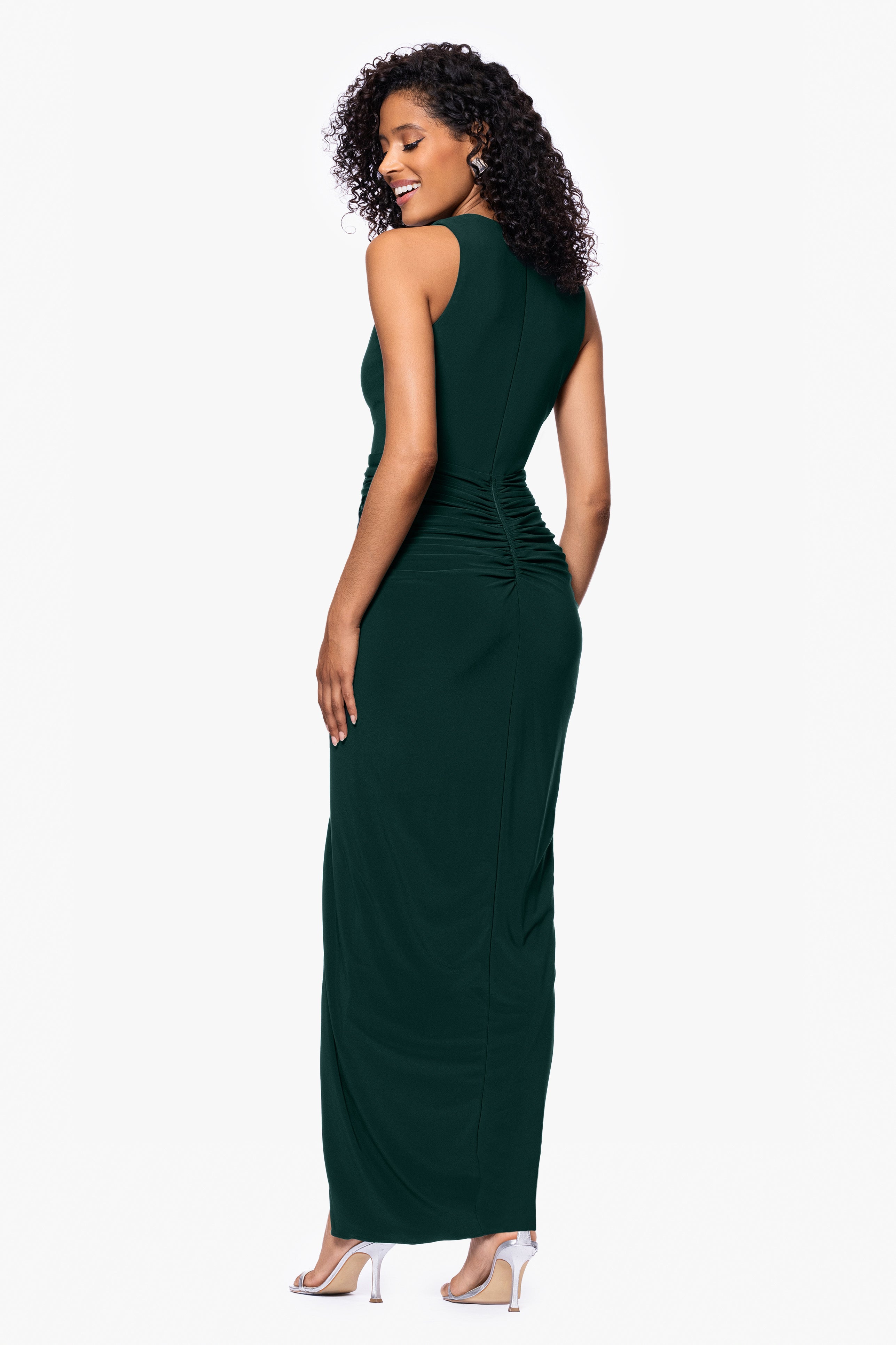 "Bobbi" Ruffled V-Neck Gown