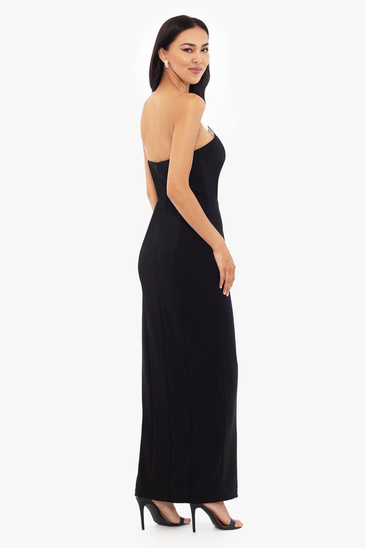 "Violette" Long Strapless V Neck Tuxedo Dress