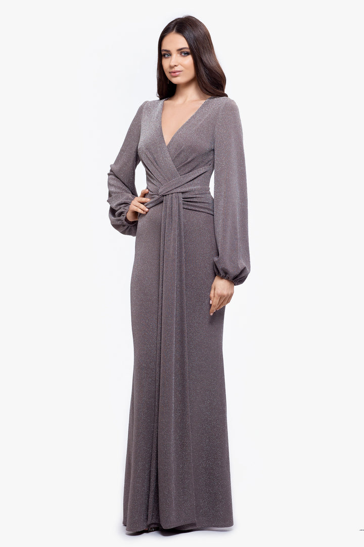 "Clara" Long Sleeve Glitter Knit Knot Dress