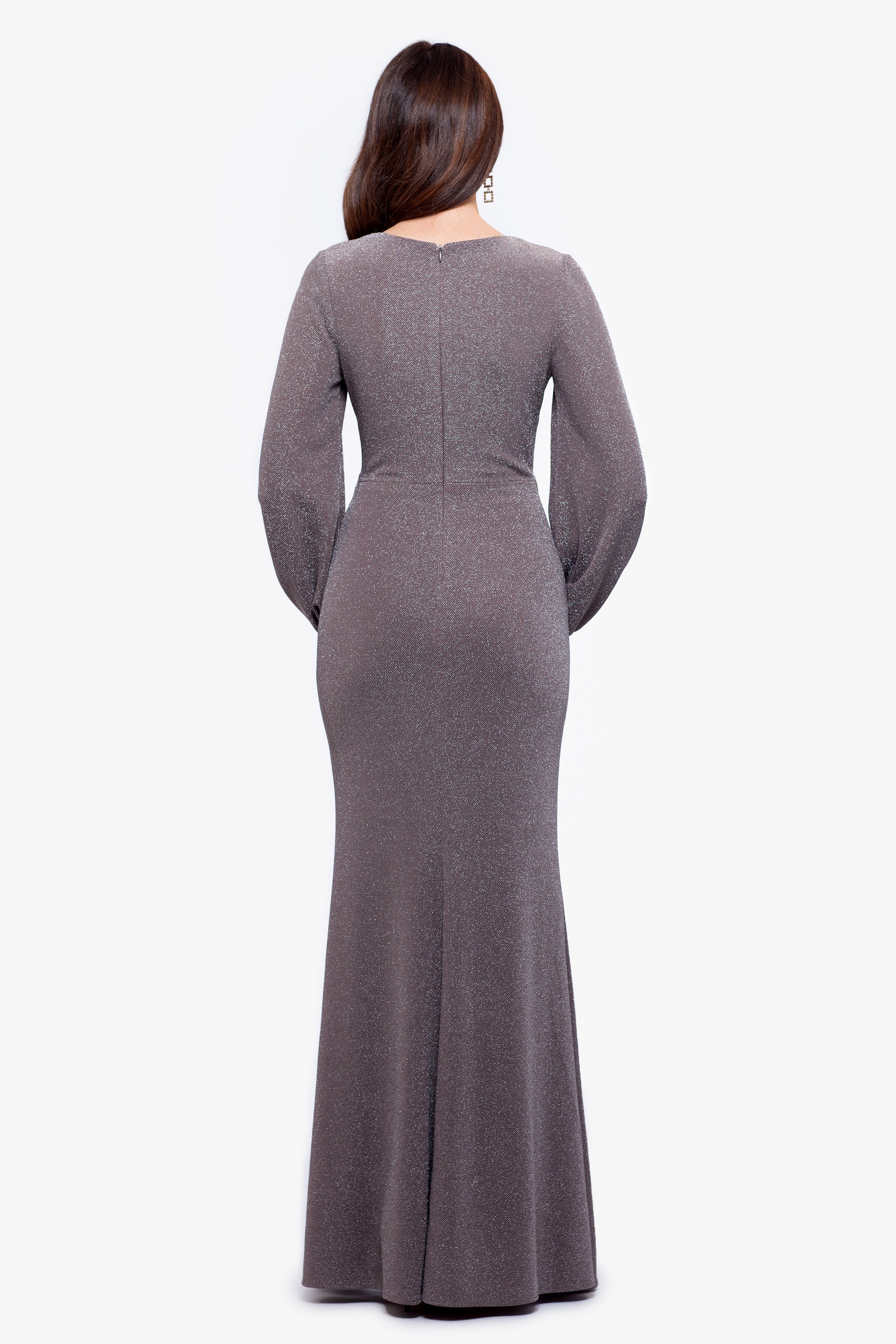 "Clara" Long Sleeve Glitter Knit Knot Dress