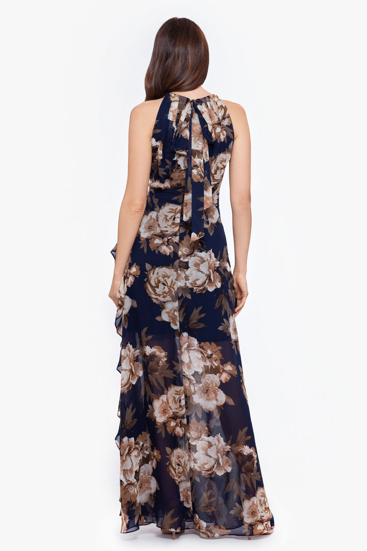 "Karla" Long Chiffon Print Dress