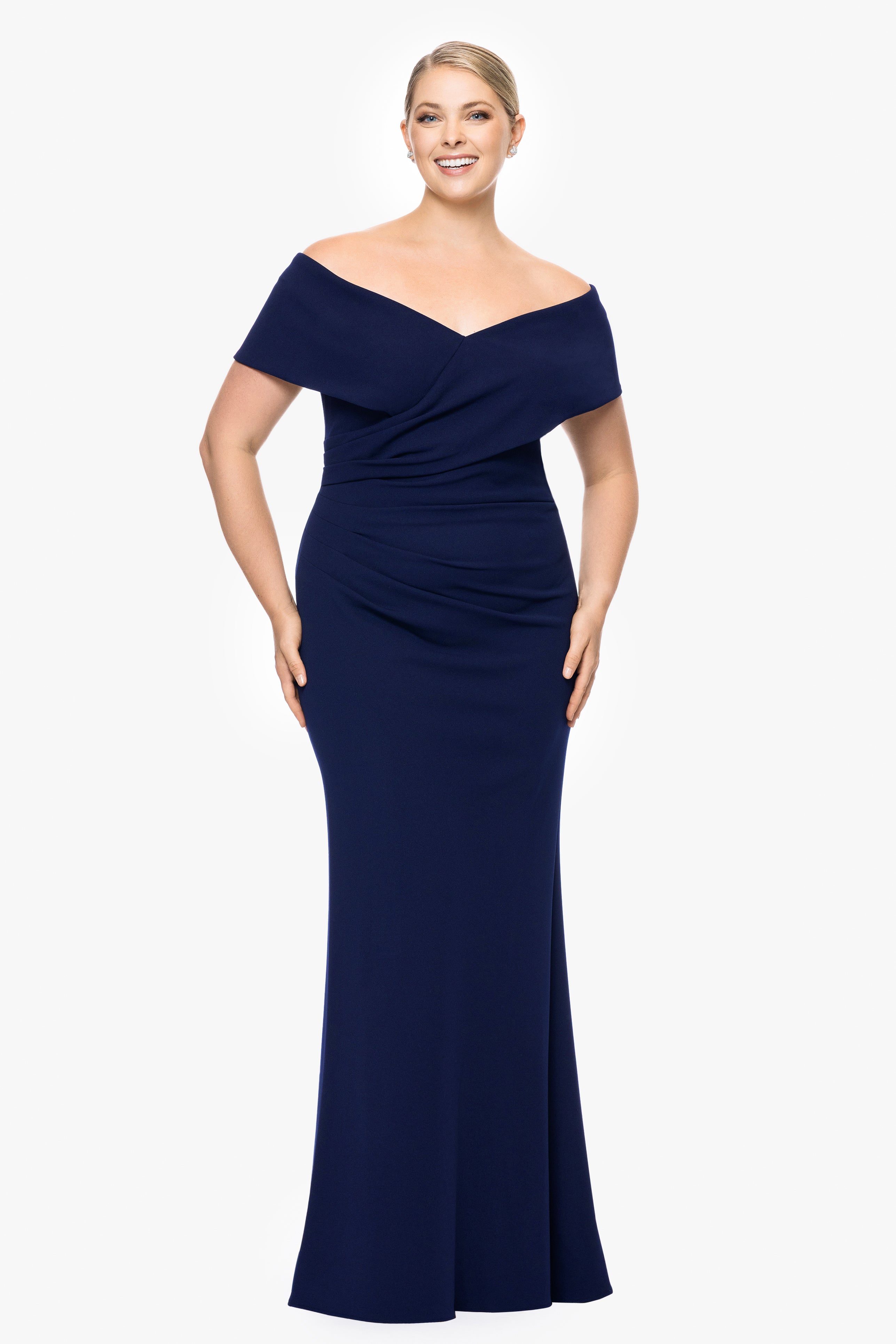 Plus "Tanya" Long Off the Shoulder Gown