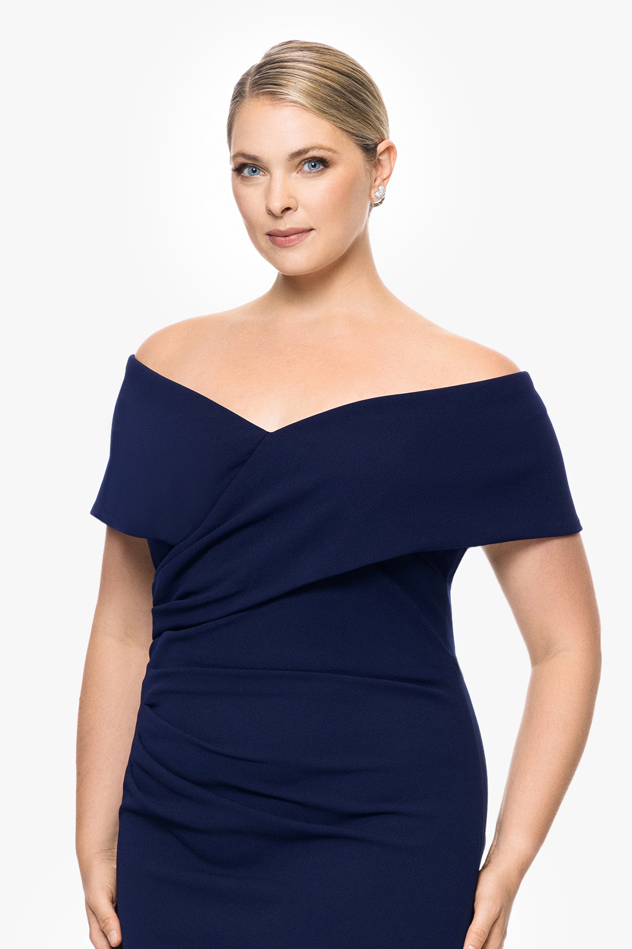 Plus "Tanya" Long Off the Shoulder Gown