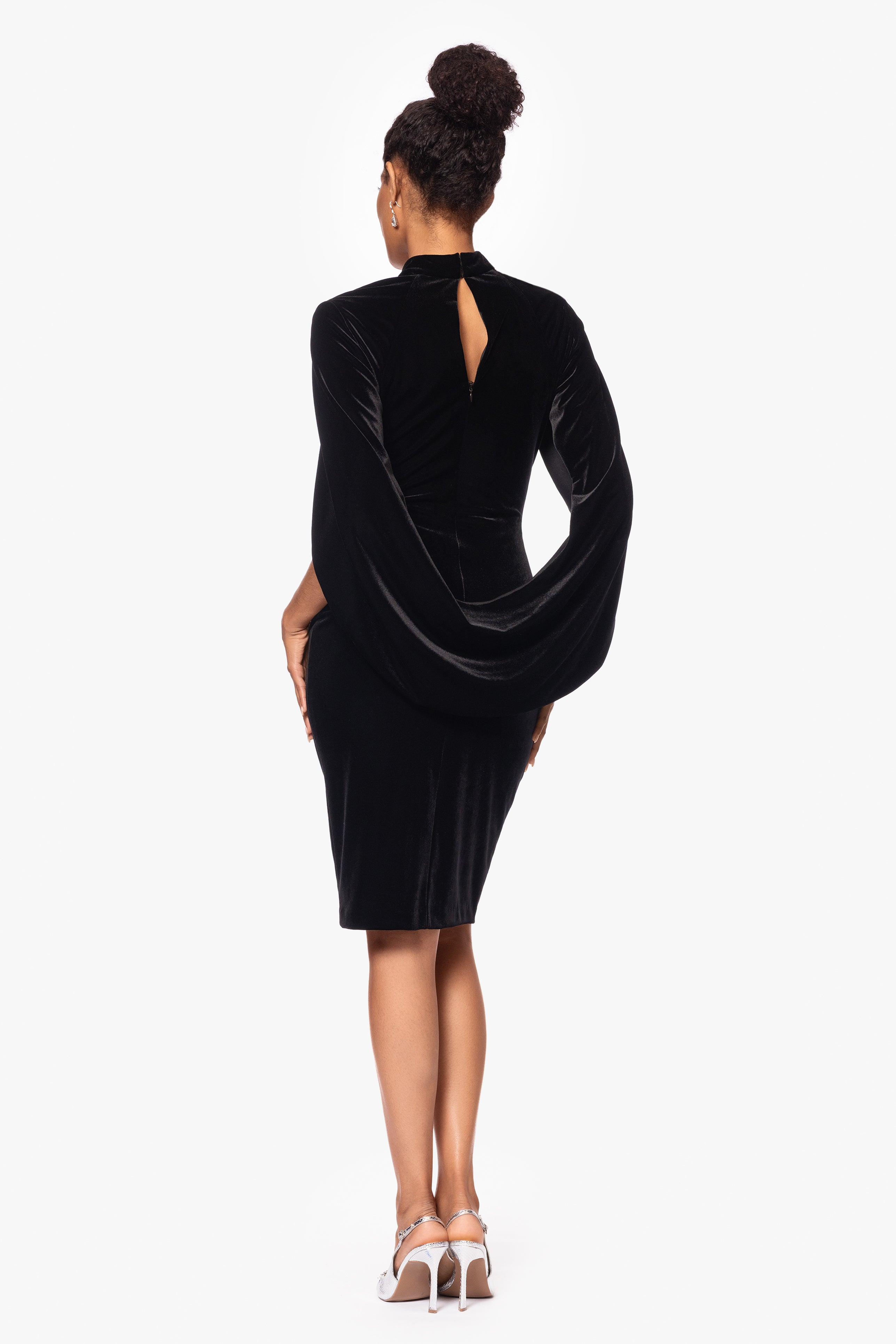 "Kristin" Short Velvet Cape Back Dress