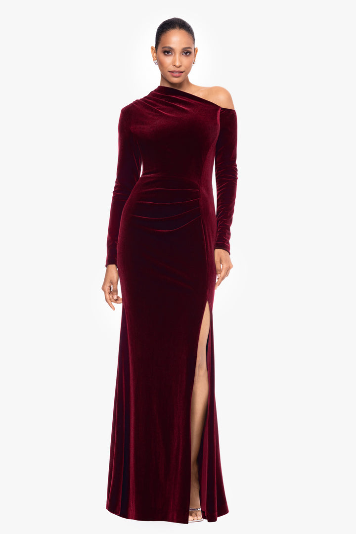 "Annette" Long Velvet Drop Shoulder Long Sleeve Dress