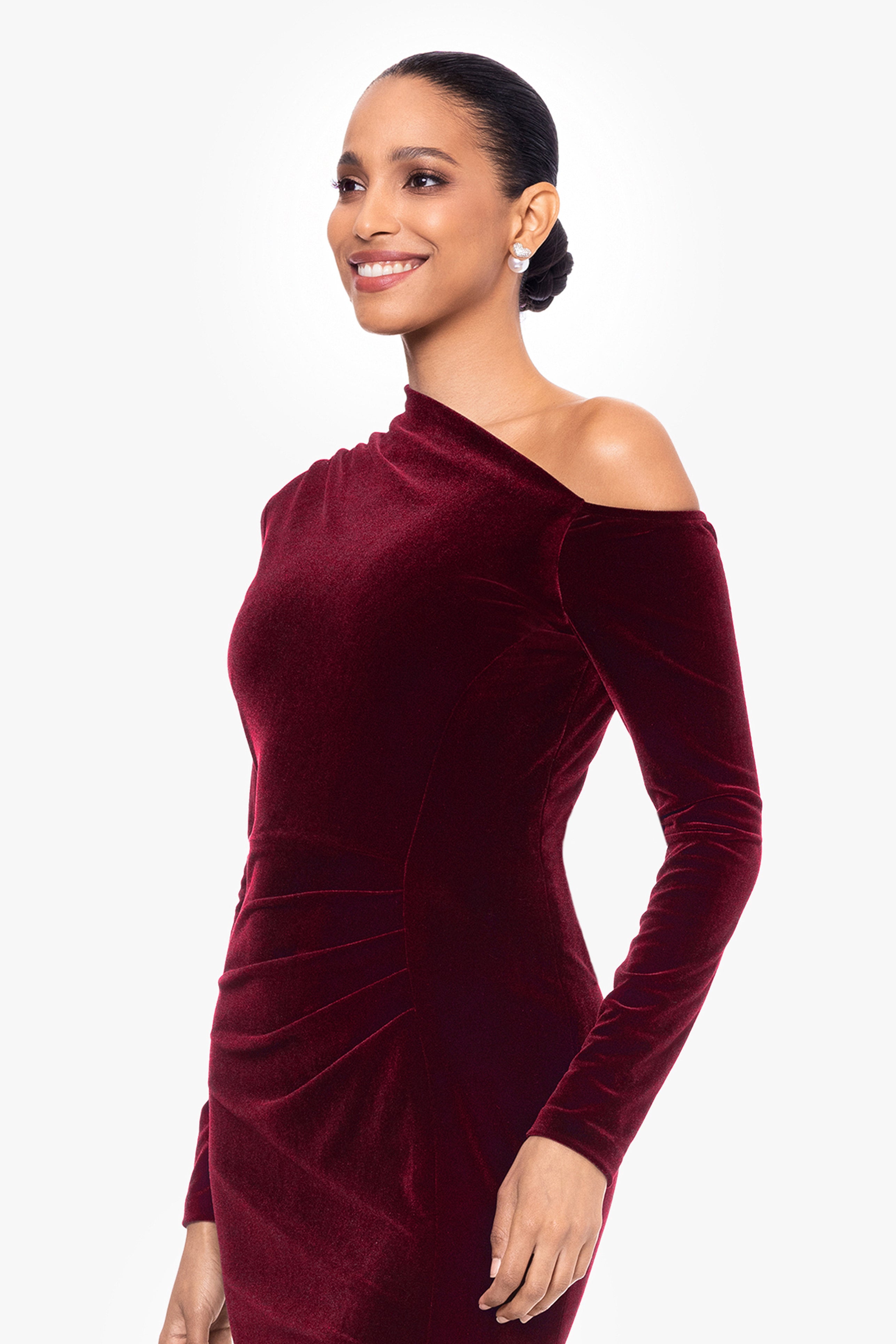 "Annette" Long Velvet Drop Shoulder Long Sleeve Dress