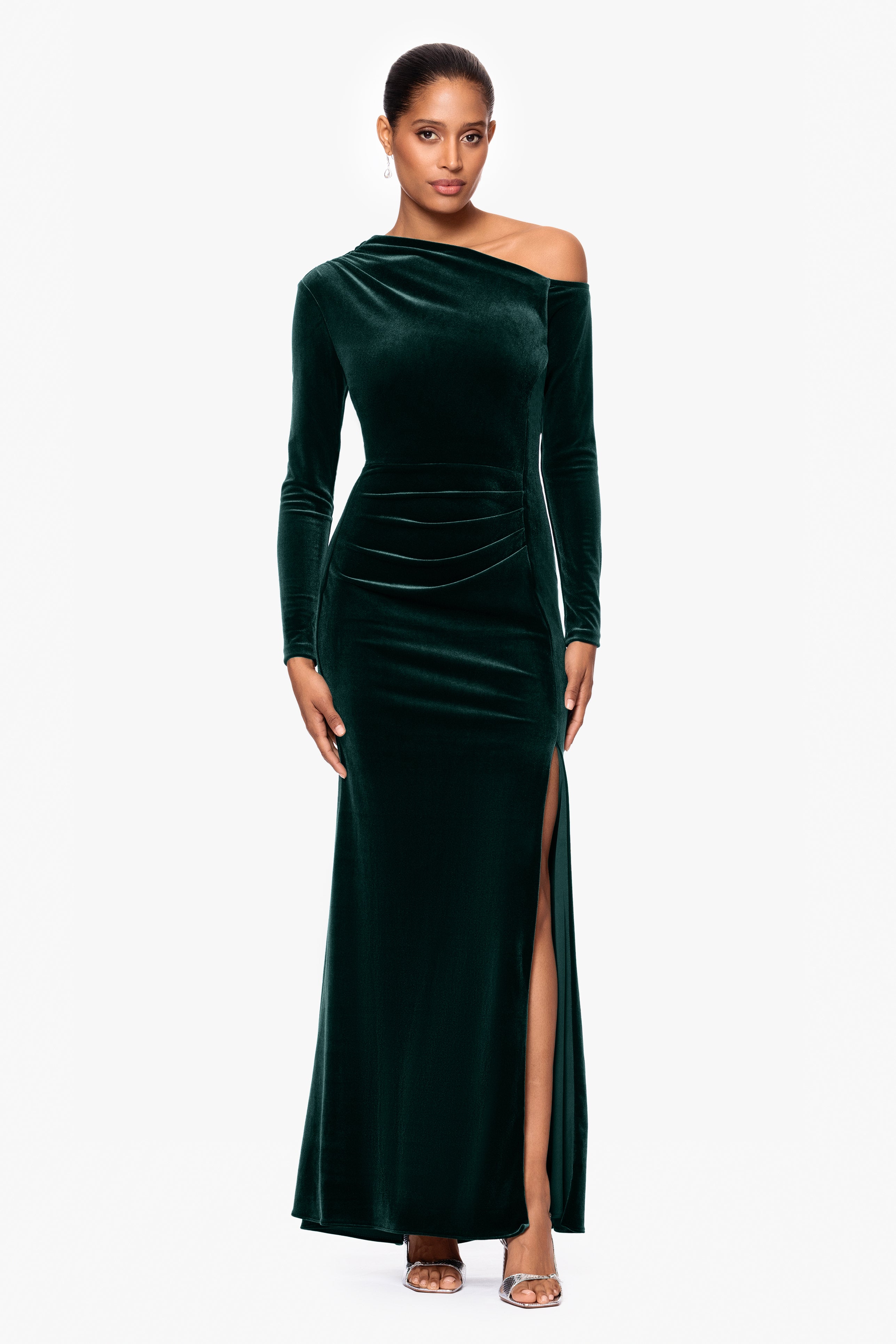 "Annette" Long Velvet Drop Shoulder Long Sleeve Dress