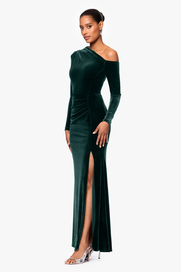 "Annette" Long Velvet Drop Shoulder Long Sleeve Dress