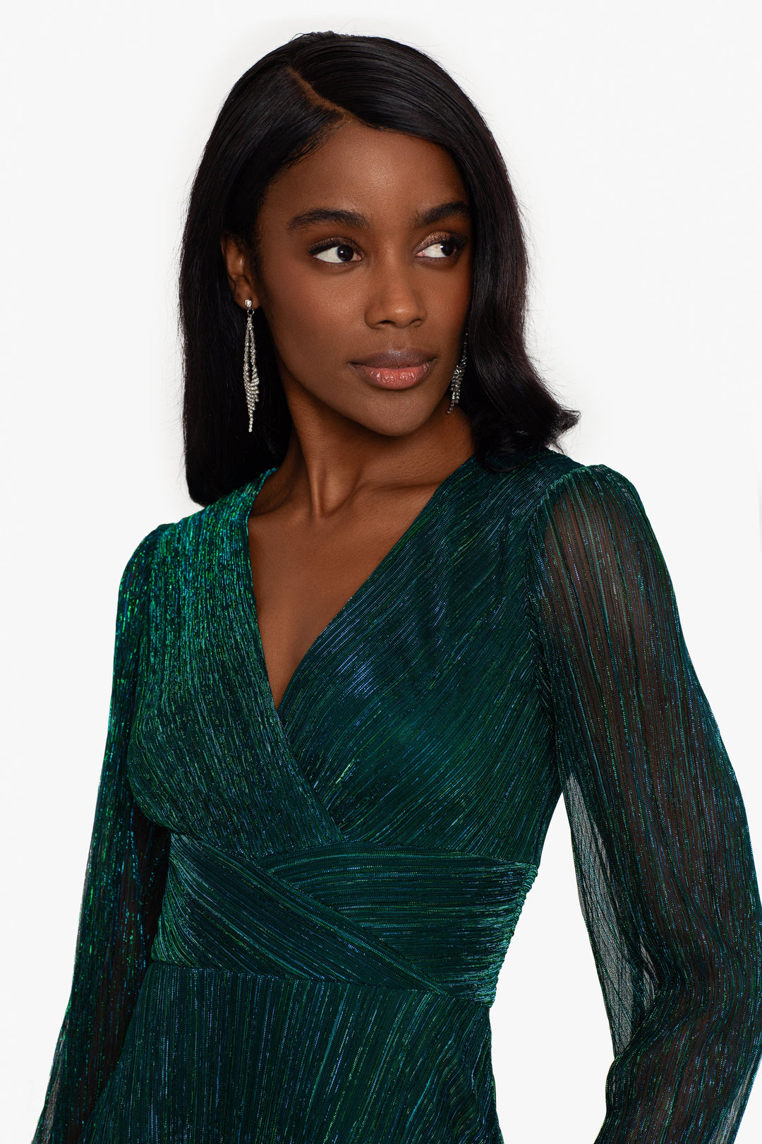 "Alexa" Long Sleeve Metallic Knit Dress