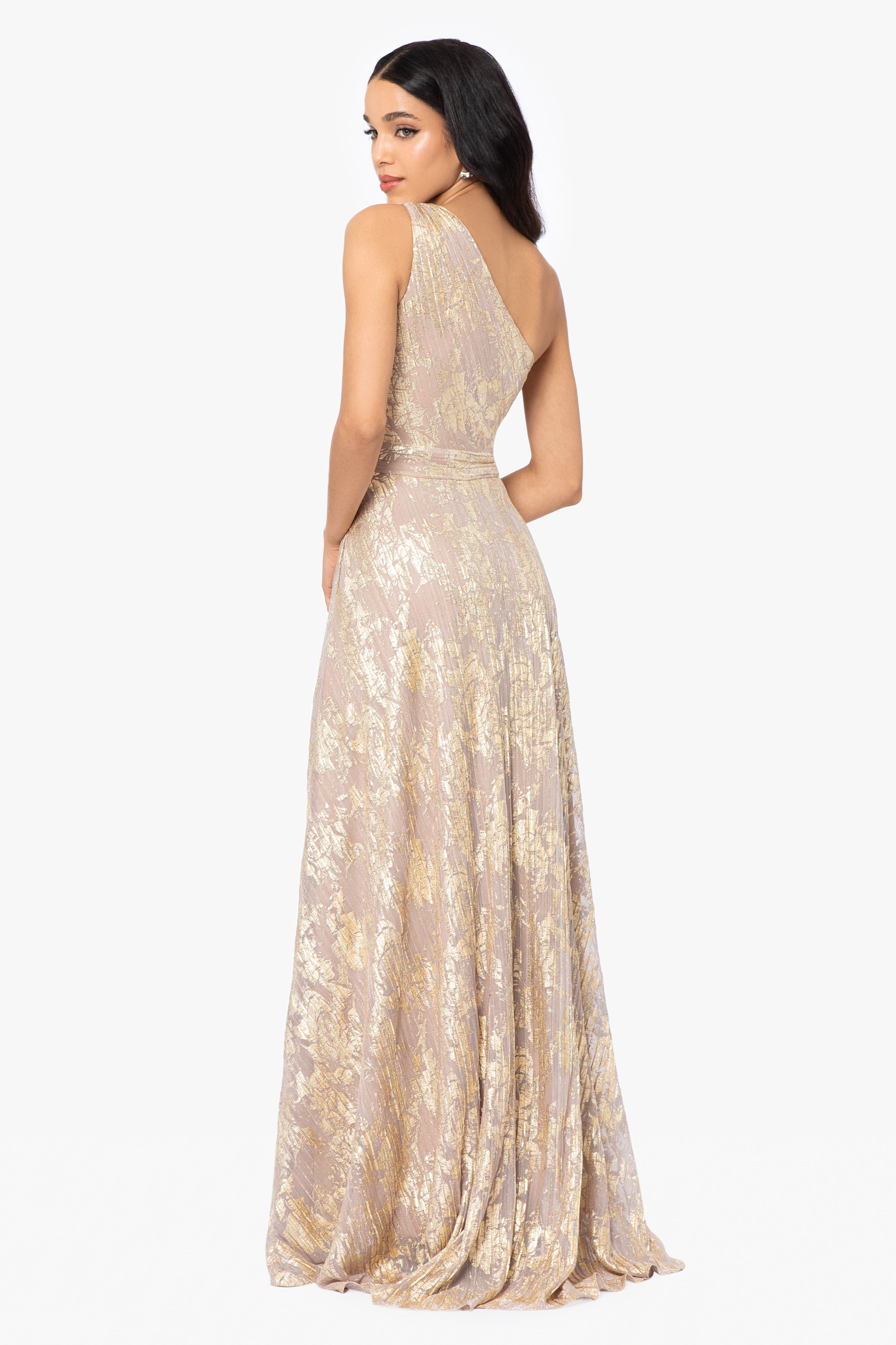 "Zayna" One Shoulder Floor Length Keyhole Dress