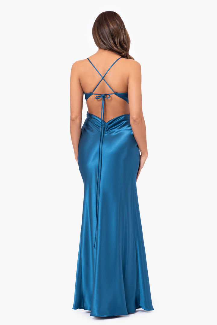 "Grace" Long Spaghetti Strap Tieback Dress