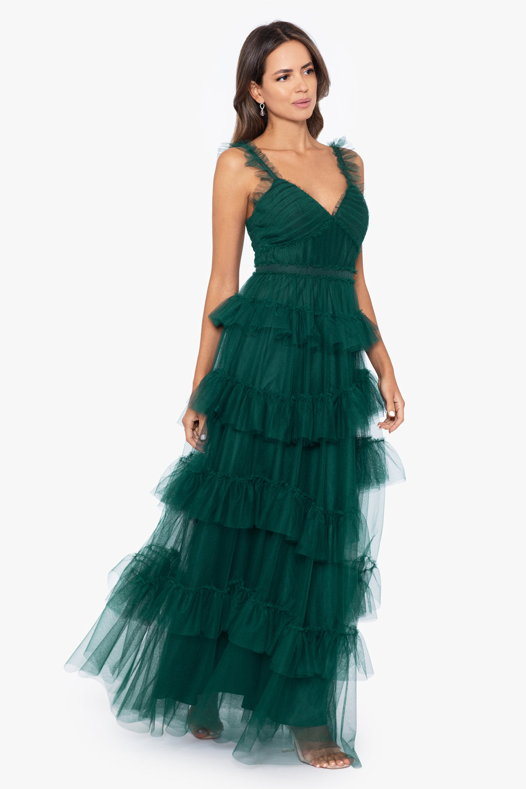 "Gigi" Long Ruffle Mesh Dress