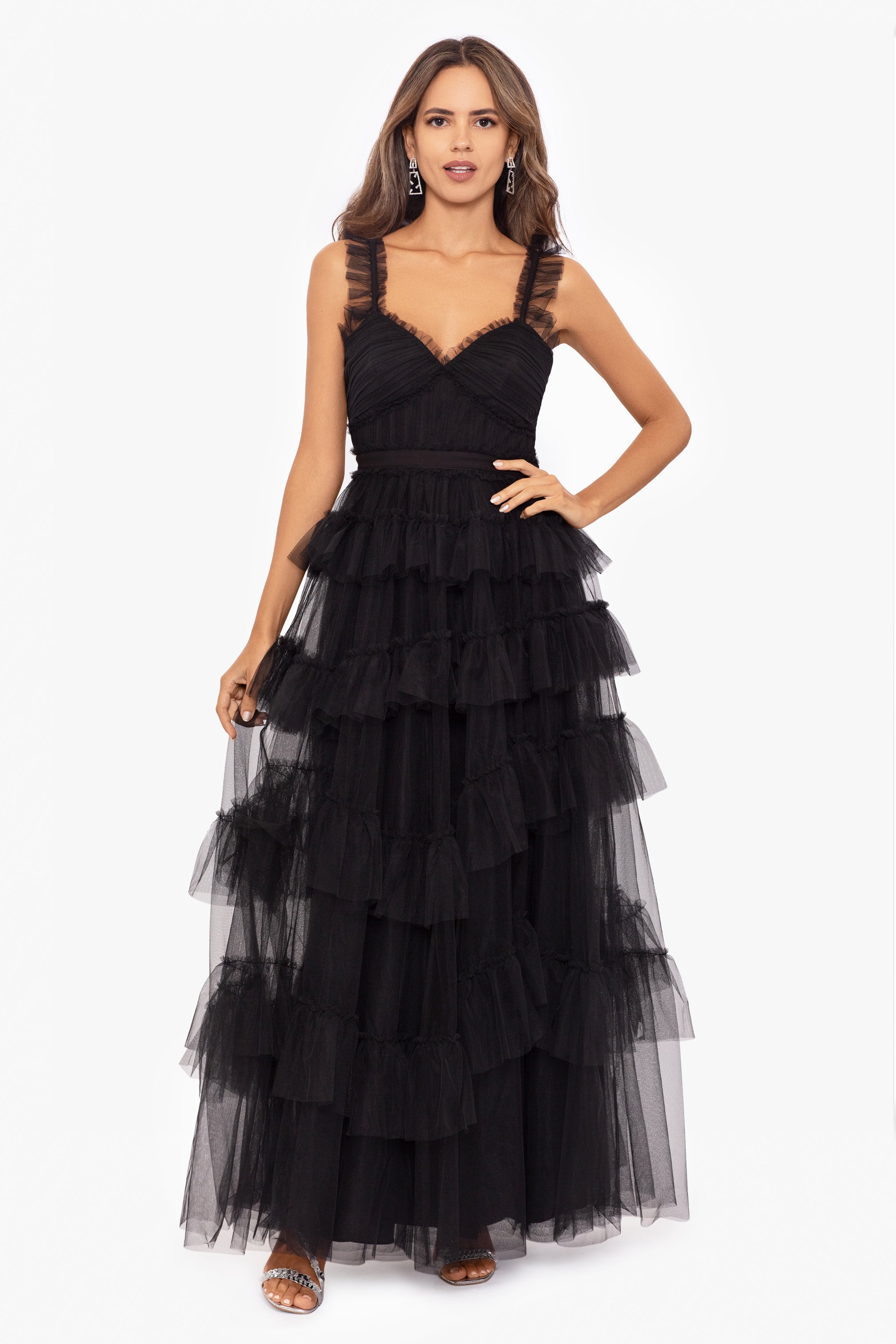 "Gigi" Long Ruffle Mesh Dress