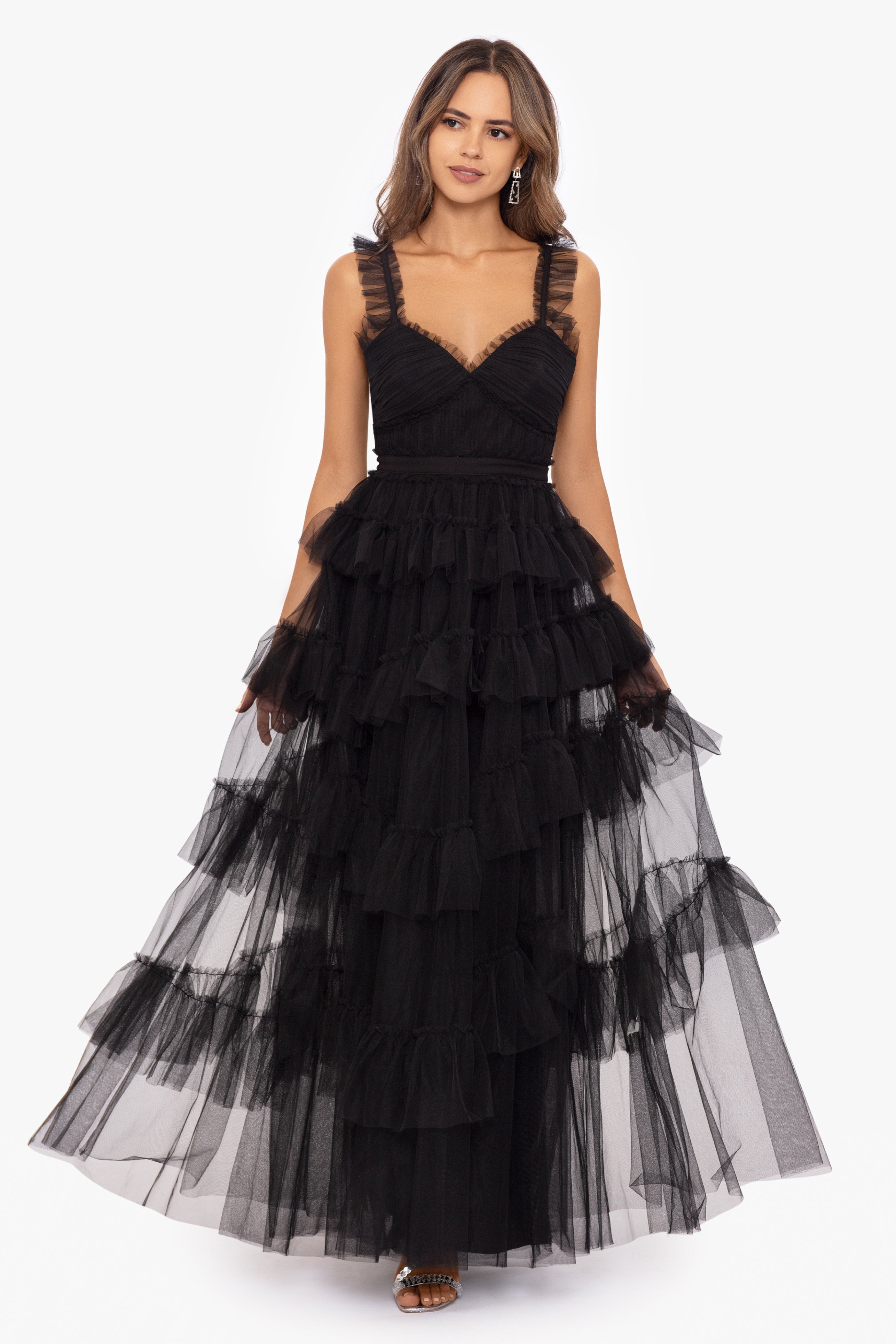 "Gigi" Long Ruffle Mesh Dress