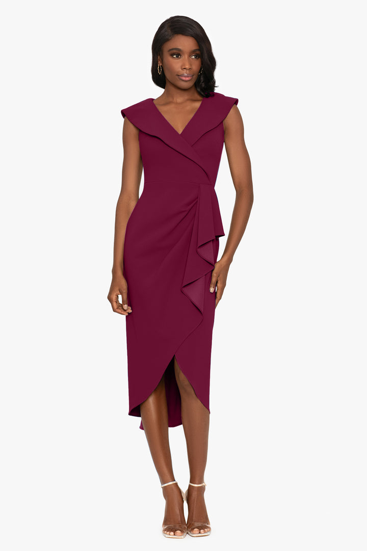 "Palmer" Midi Scuba Crepe Tuxedo Dress