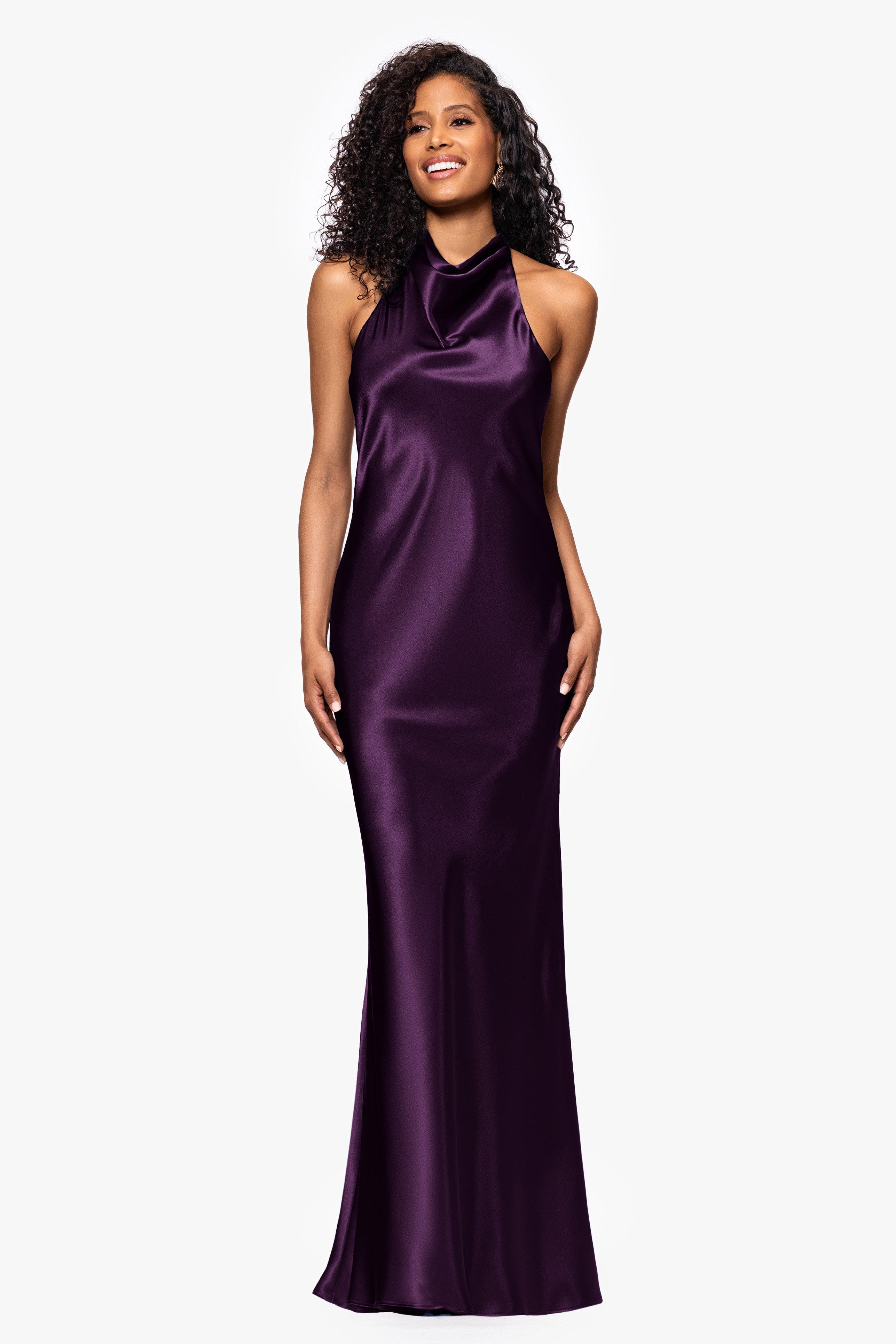 "Shannon" Halter Necktie Floor Length Dress