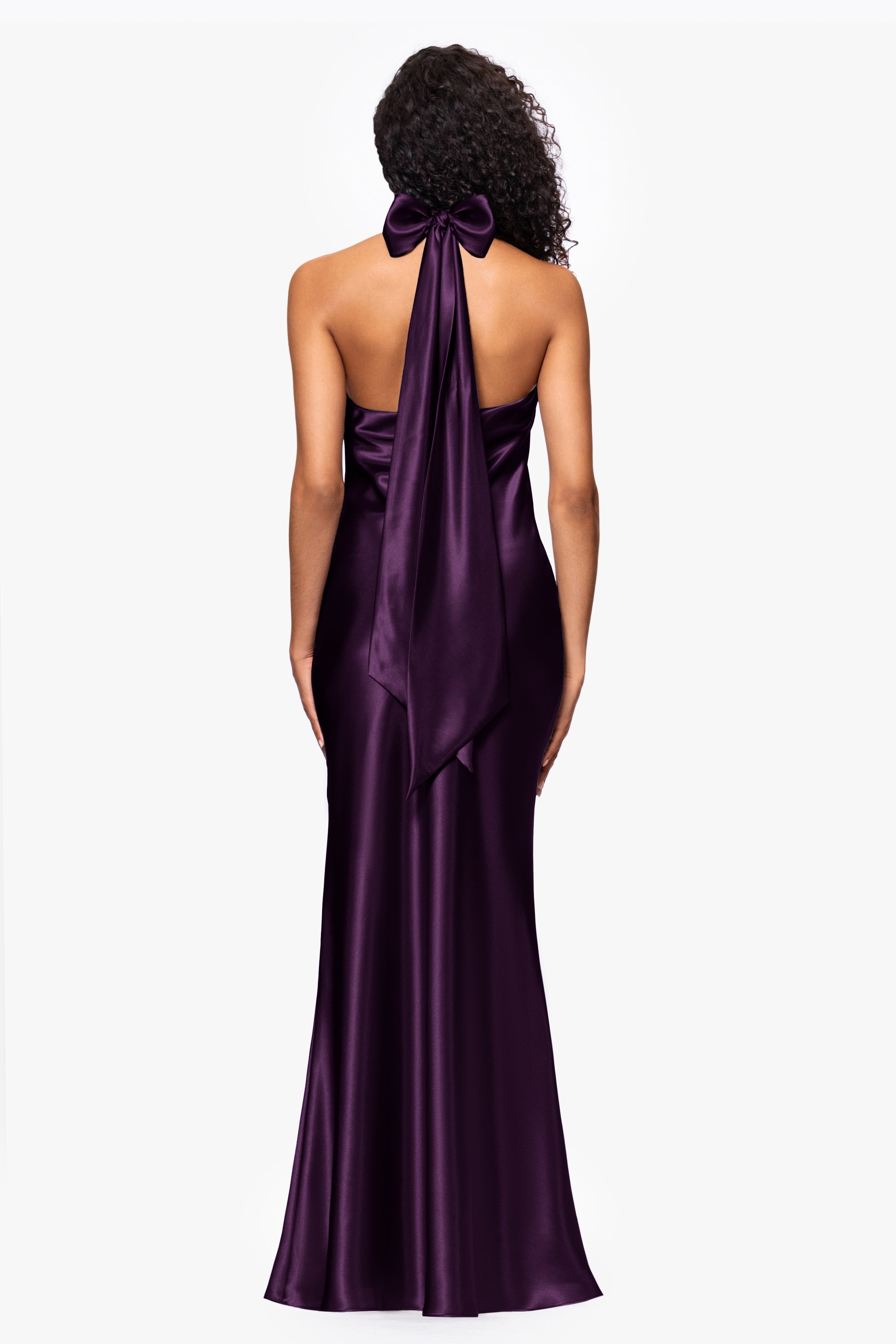 "Shannon" Halter Necktie Floor Length Dress